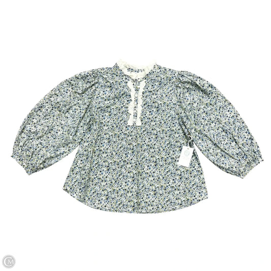 Top Long Sleeve By Hyacinth House In Blue & White, Size: L
