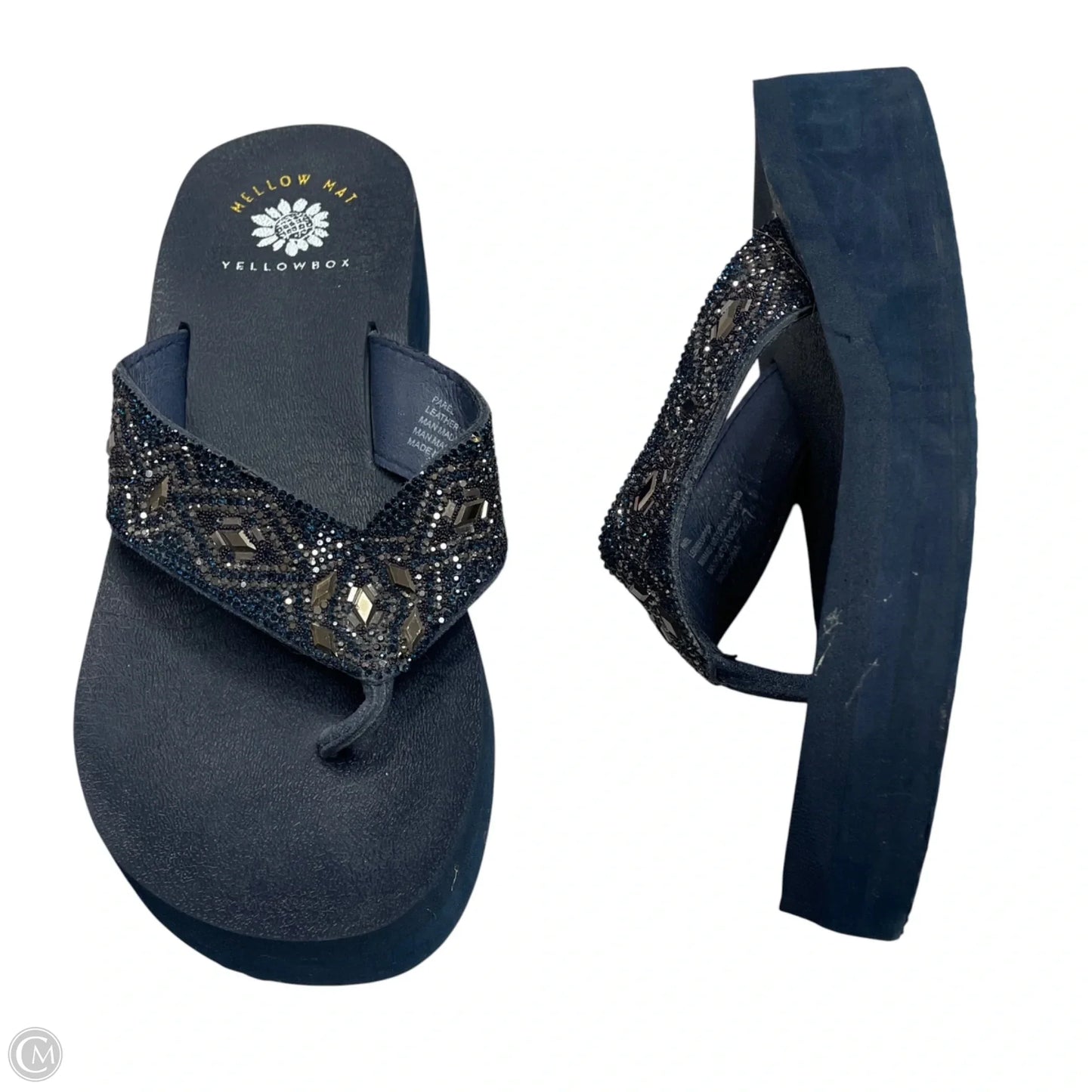 Sandals Flip Flops By Yellow Box In Navy, Size: 7