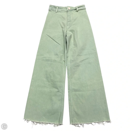Jeans Wide Leg By Zara In Green Denim, Size: 4