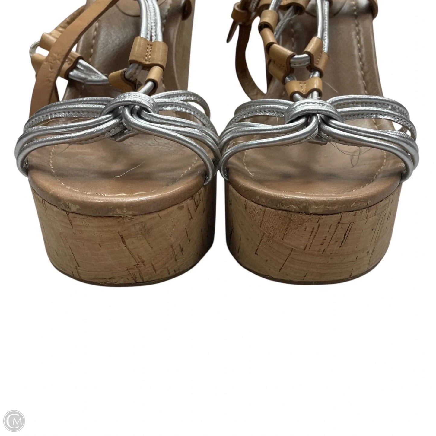 Sandals Designer By Coach In Silver & Tan, Size: 8