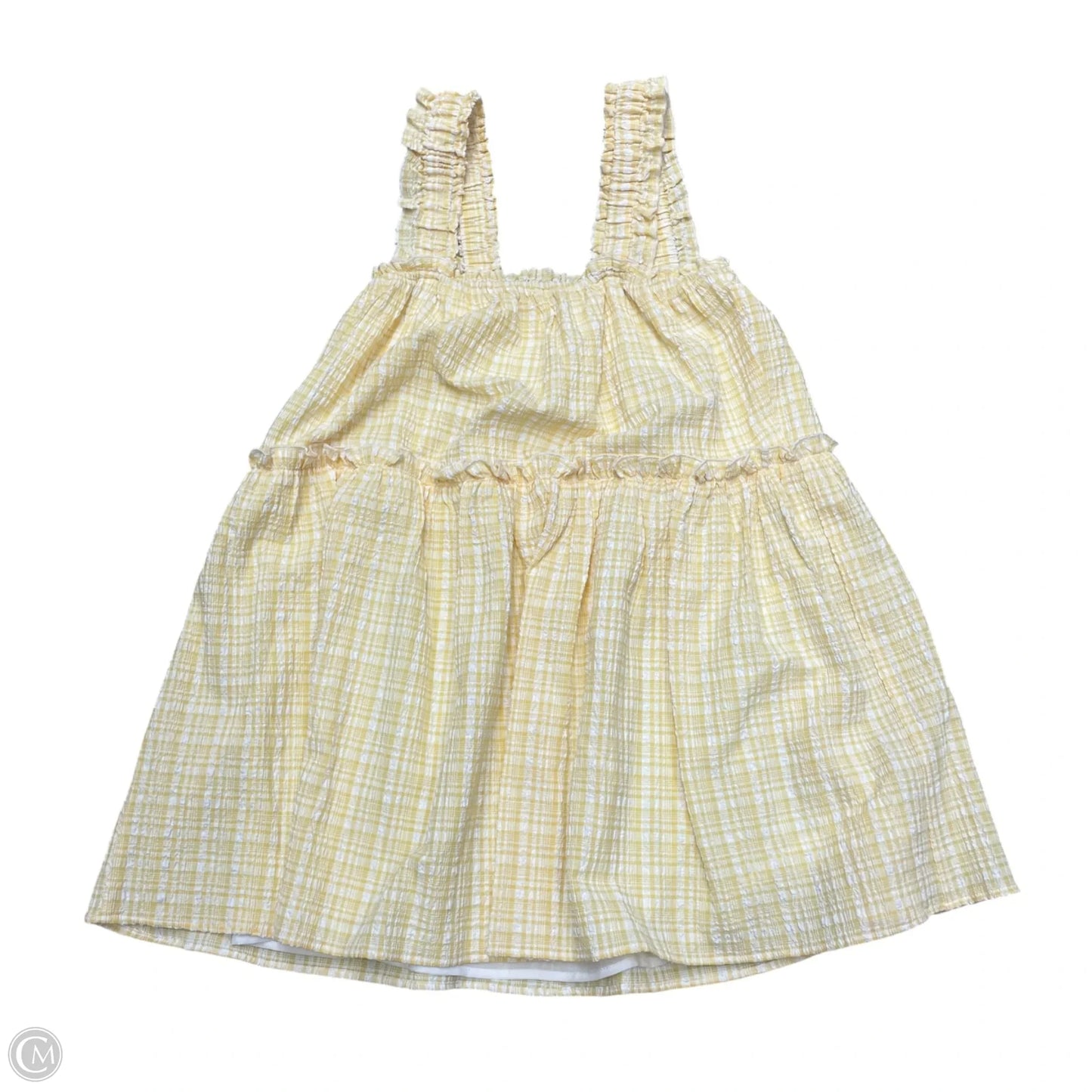 Dress Casual Short By Storia In White & Yellow, Size: S
