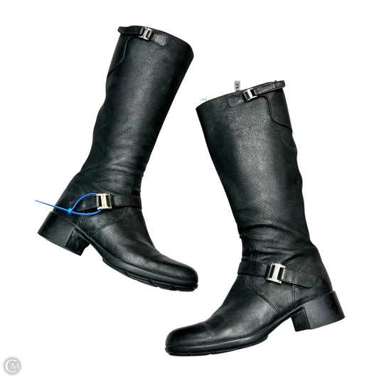 Boots Luxury Designer By Prada In Black, Size: 8