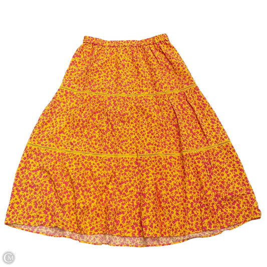 Skirt Midi By J. Crew In Pink & Yellow, Size: Xs