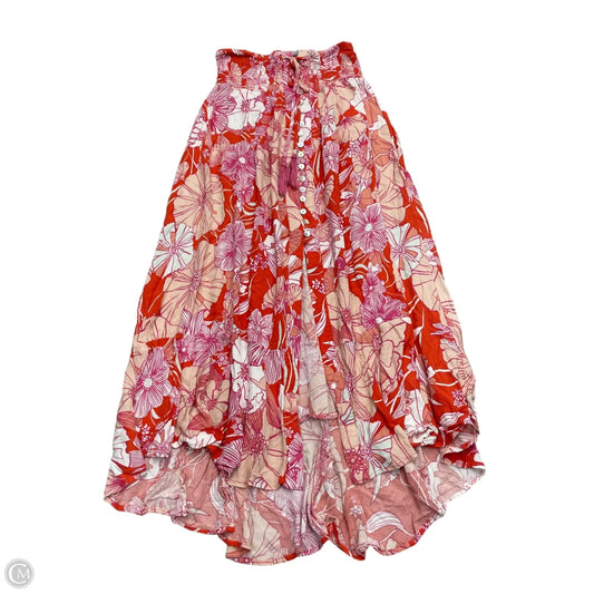 Skirt Maxi By C And C In Pink & Red, Size: S