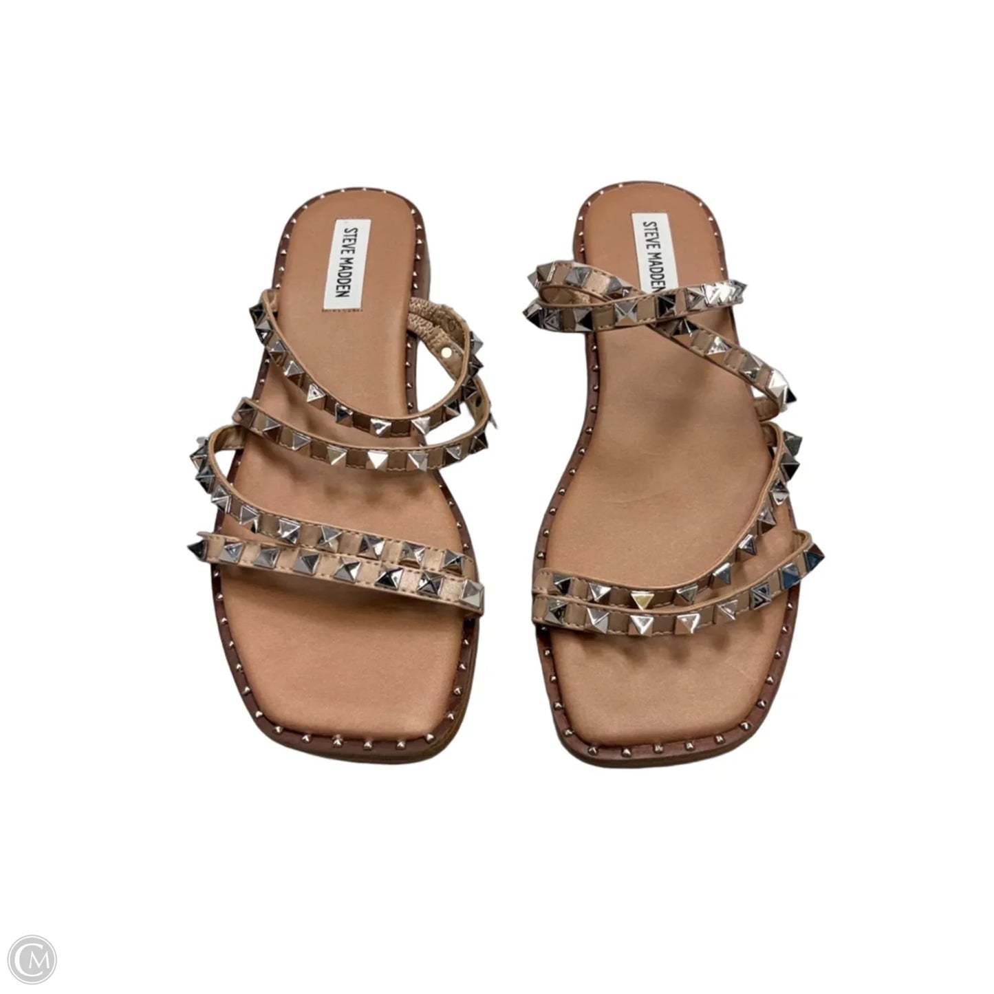 Sandals Flats By Steve Madden In Silver & Tan, Size: 10