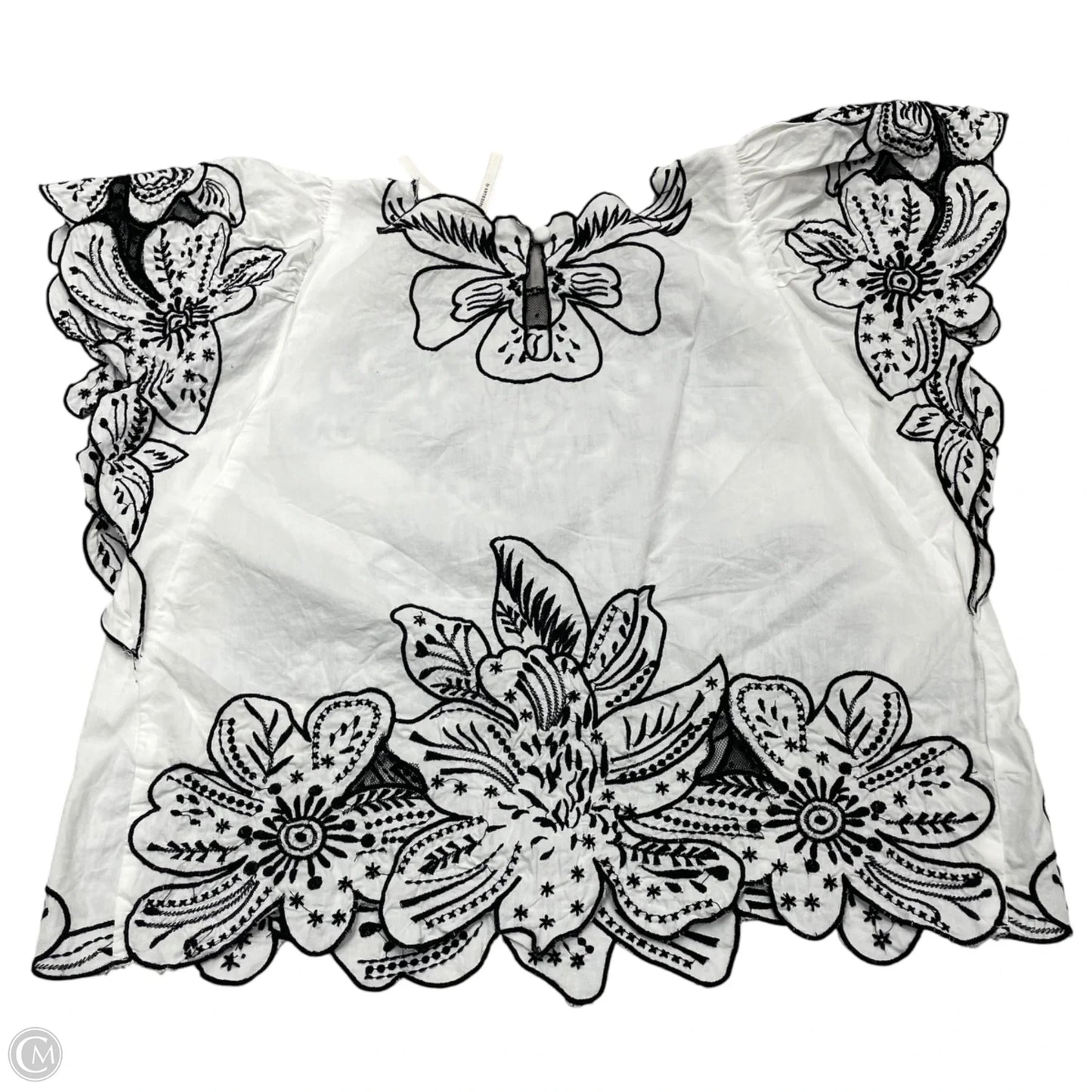 Top Short Sleeve By Anthropologie In Black & White, Size: Xs