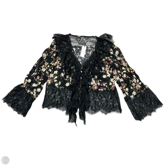 Top Long Sleeve By Anthropologie In Black & Purple, Size: Xxs