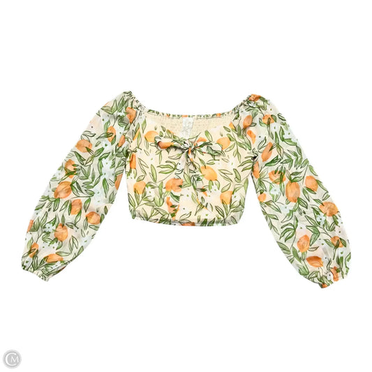 Top Long Sleeve By Sadie & Sage In Cream & Green, Size: M