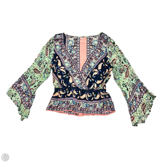 Top Long Sleeve By Free People In Blue & Pink, Size: M