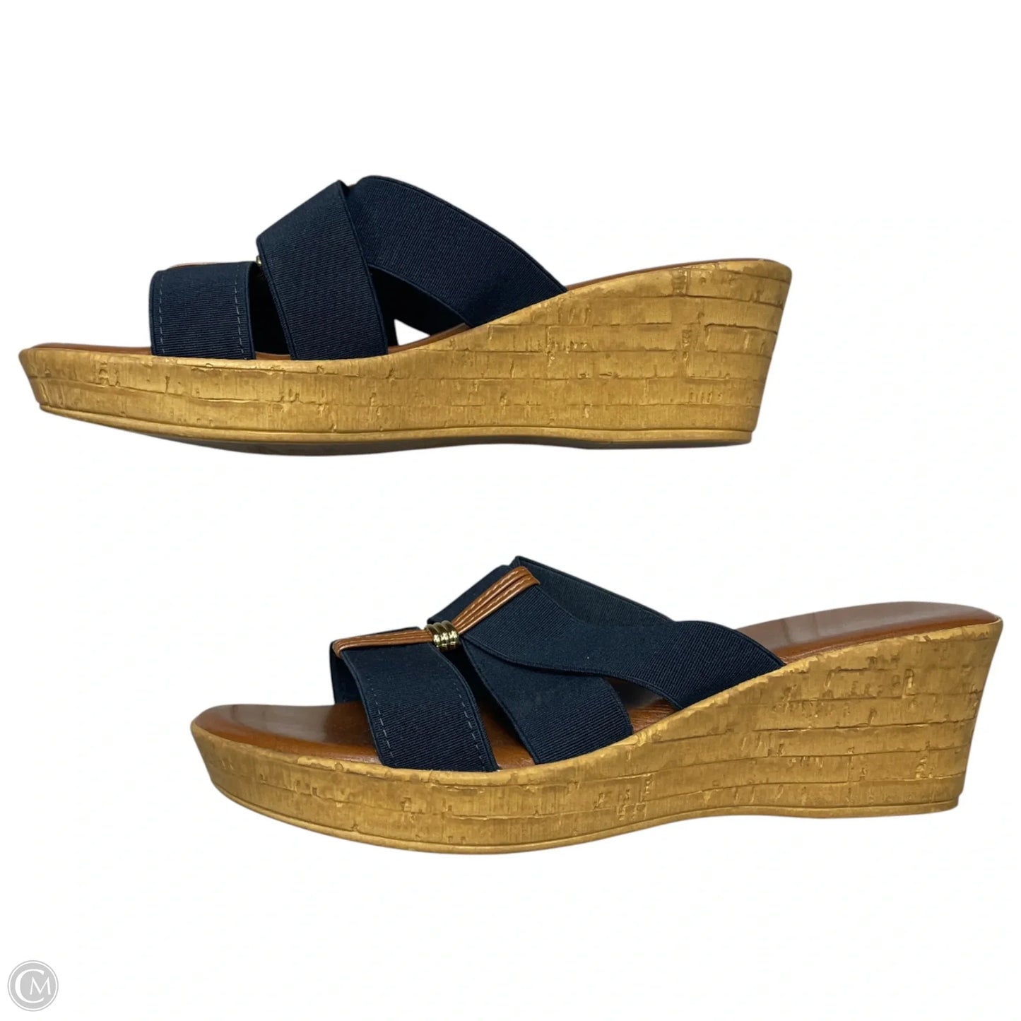 Sandals Heels Wedge By Lauren By Ralph Lauren In Navy, Size: 9