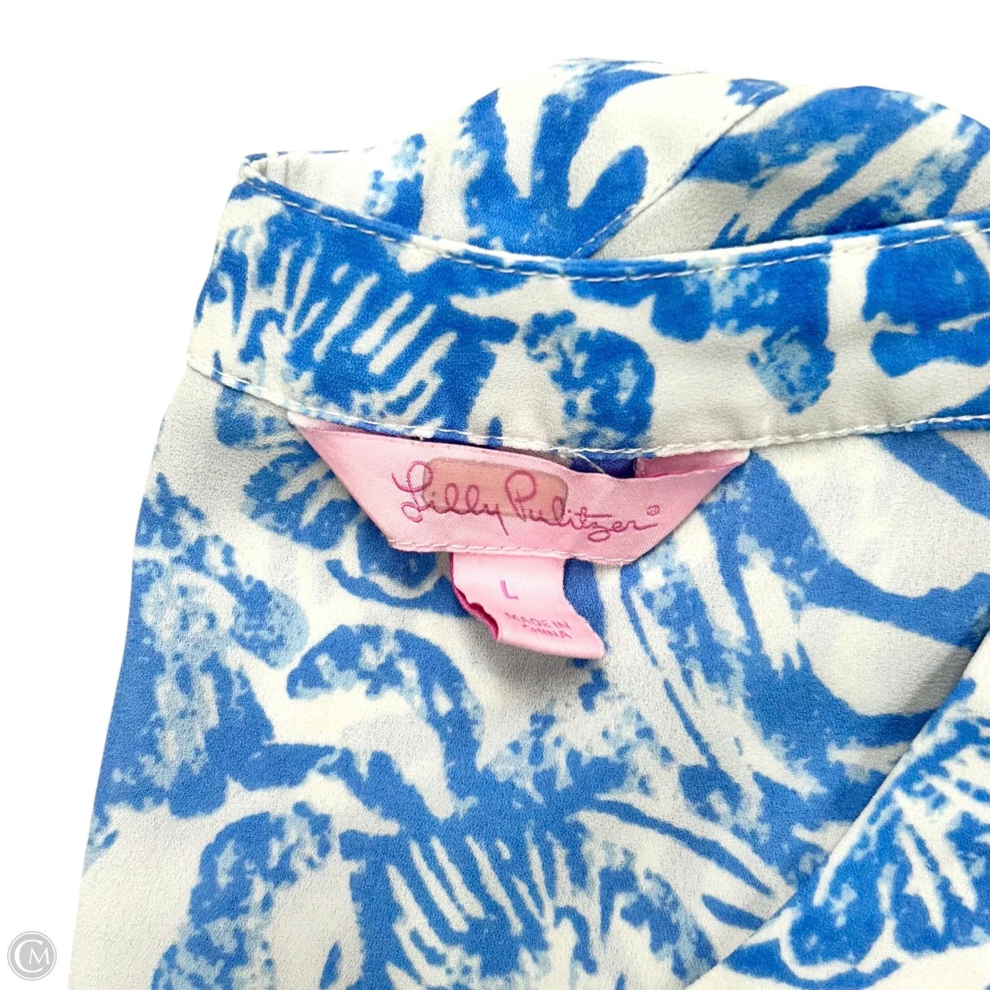 Top Sleeveless Designer By Lilly Pulitzer In Blue & White, Size: L