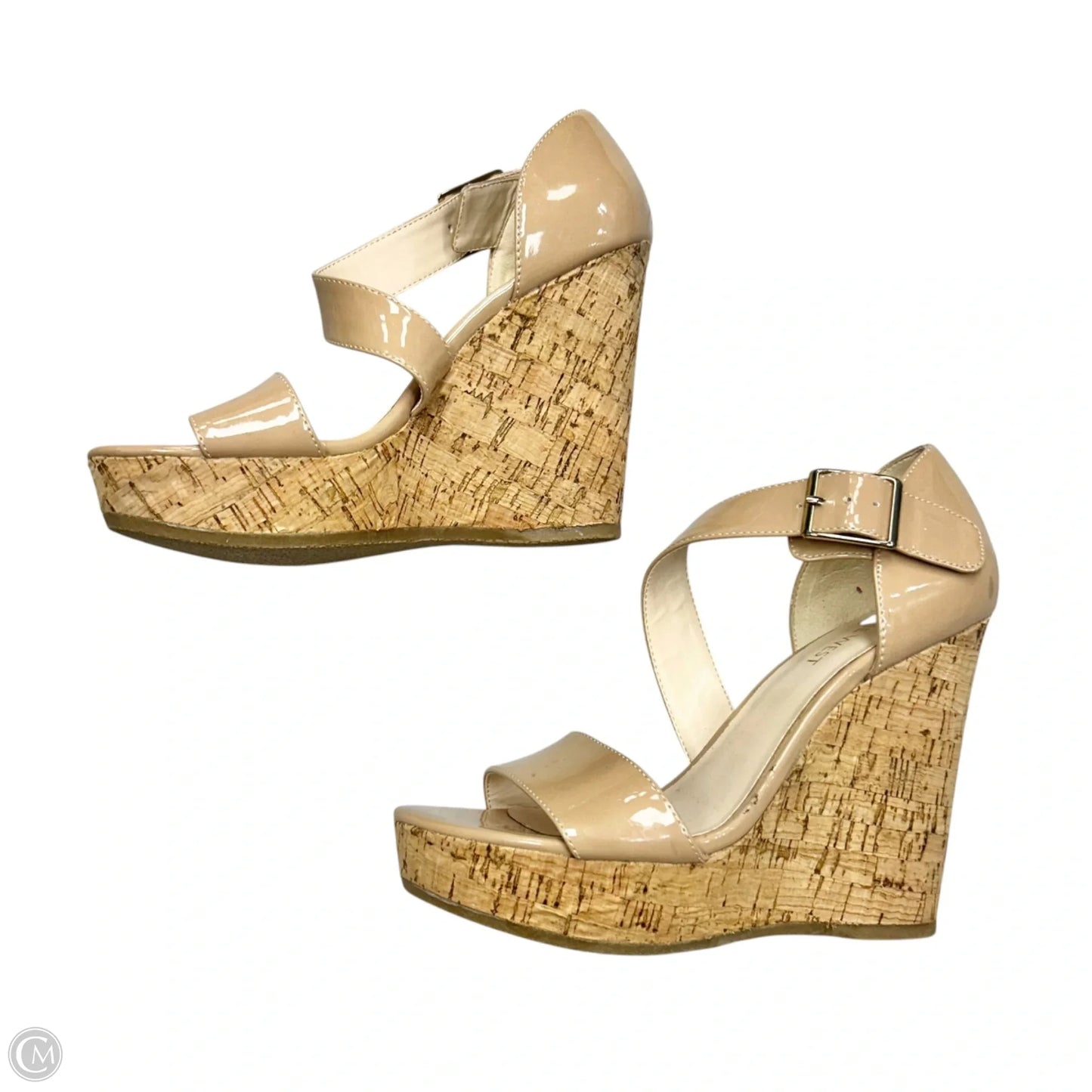 Sandals Heels Wedge By Nine West In Tan, Size: 6.5