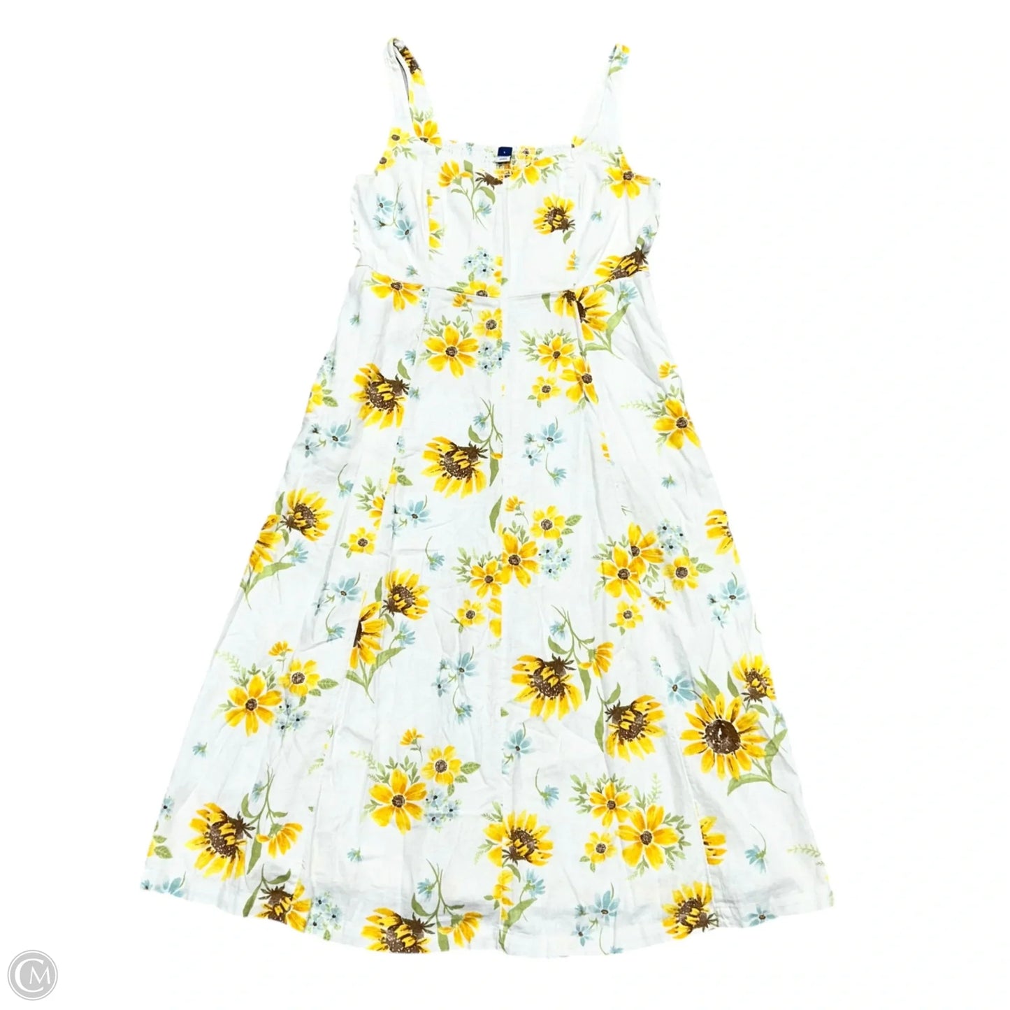 Dress Casual Maxi By Old Navy In White & Yellow, Size: L
