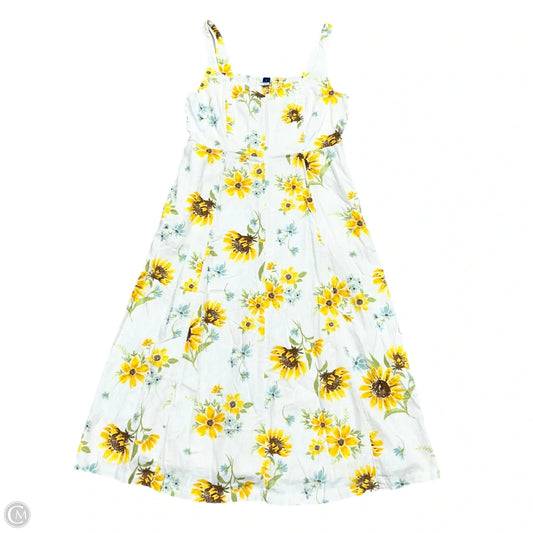 Dress Casual Maxi By Old Navy In White & Yellow, Size: L