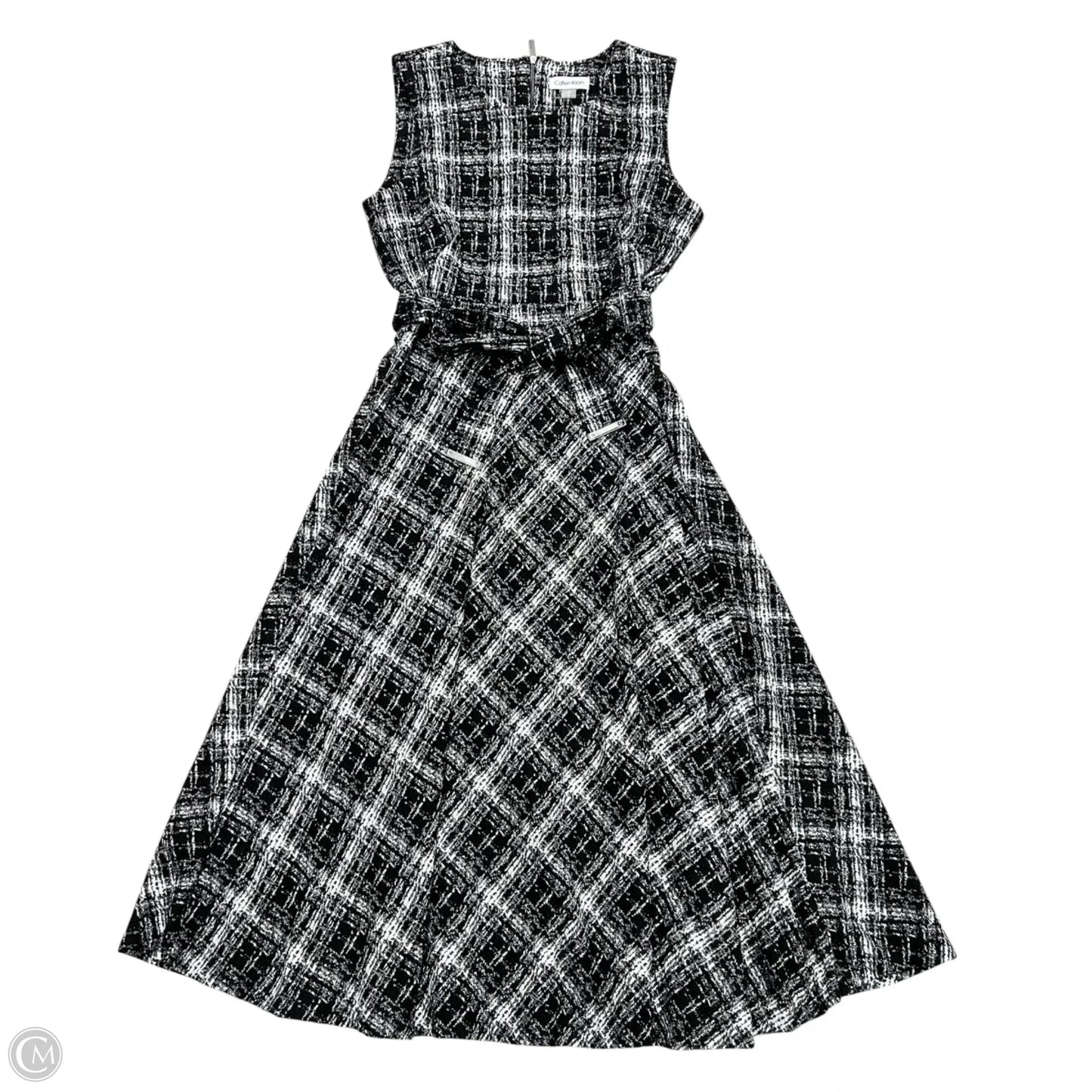 Dress Casual Midi By Calvin Klein In Black & White, Size: M