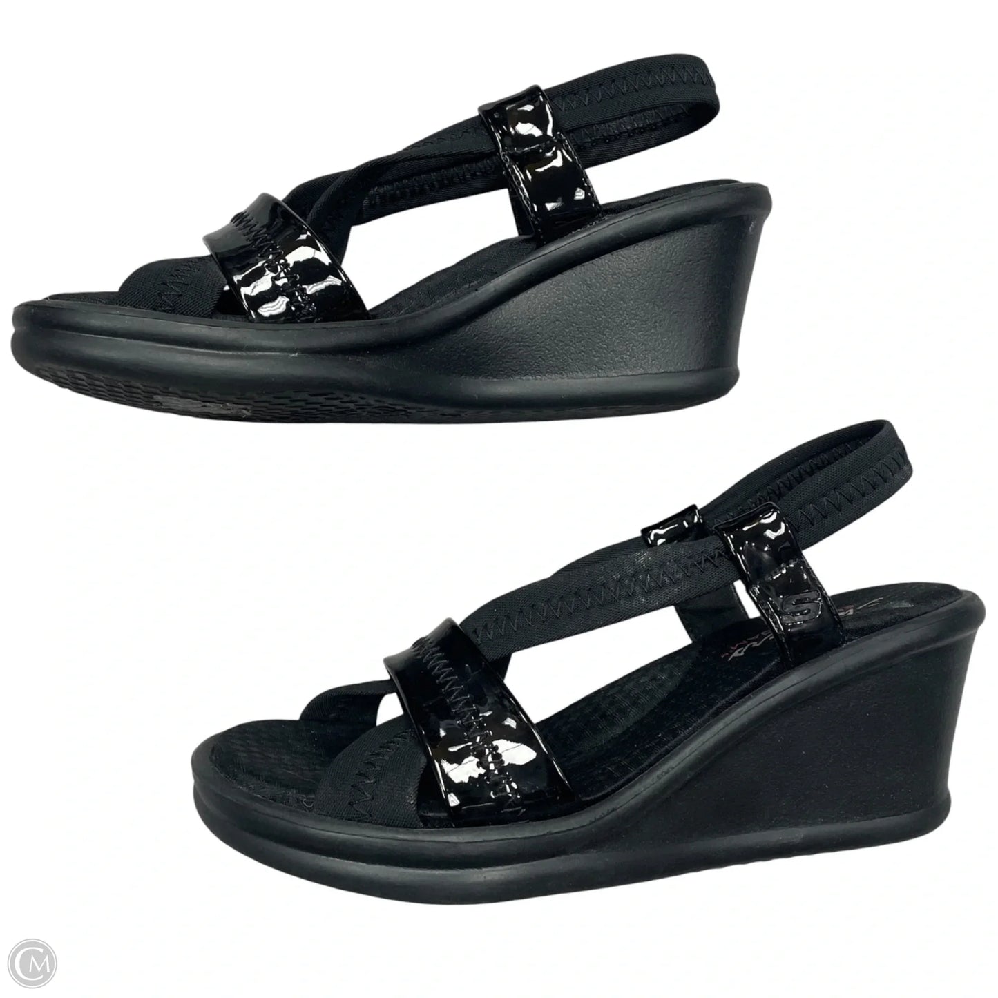 Sandals Heels Wedge By Skechers In Black, Size: 6