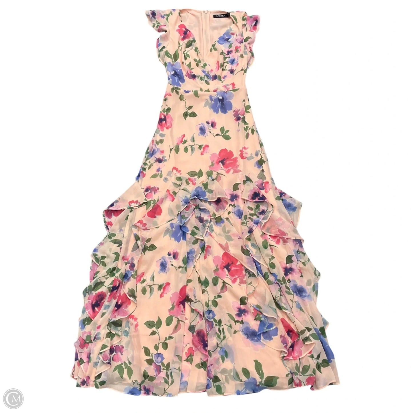 Dress Party Midi By Lauren By Ralph Lauren In Pink & Purple, Size: Sp
