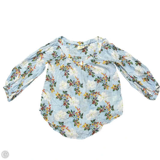 Top Long Sleeve By Maeve In Blue & Yellow, Size: S