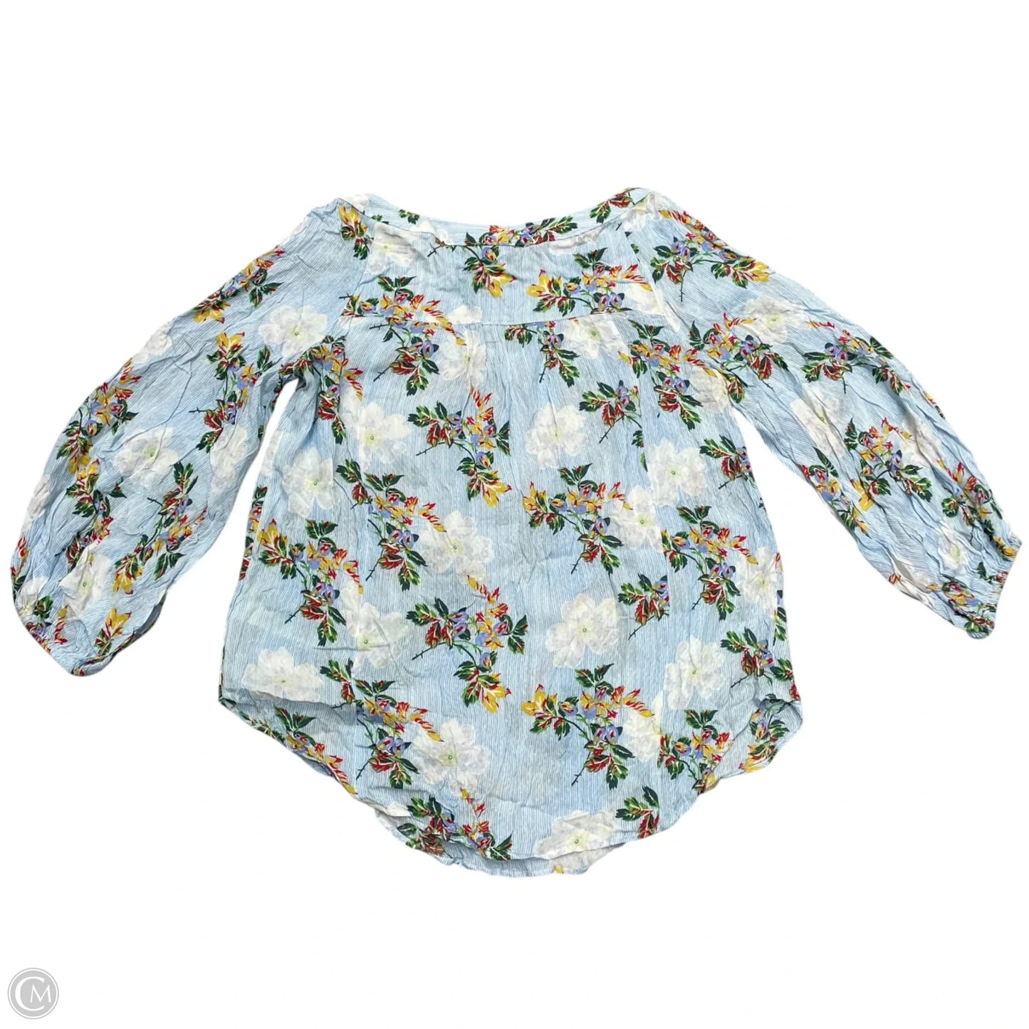 Top Long Sleeve By Maeve In Blue & Yellow, Size: S