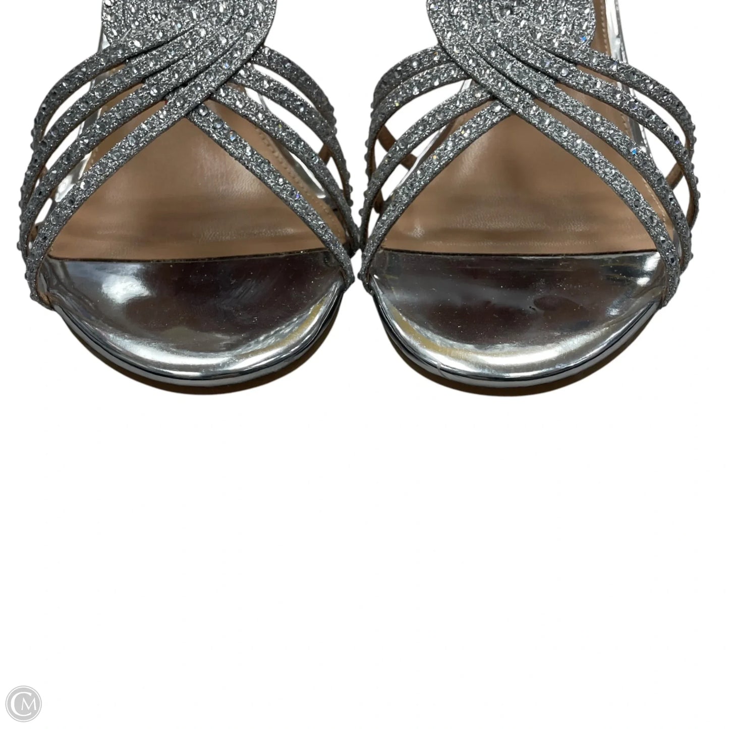 Sandals Heels Wedge By Pizz Annu In Silver, Size: 9