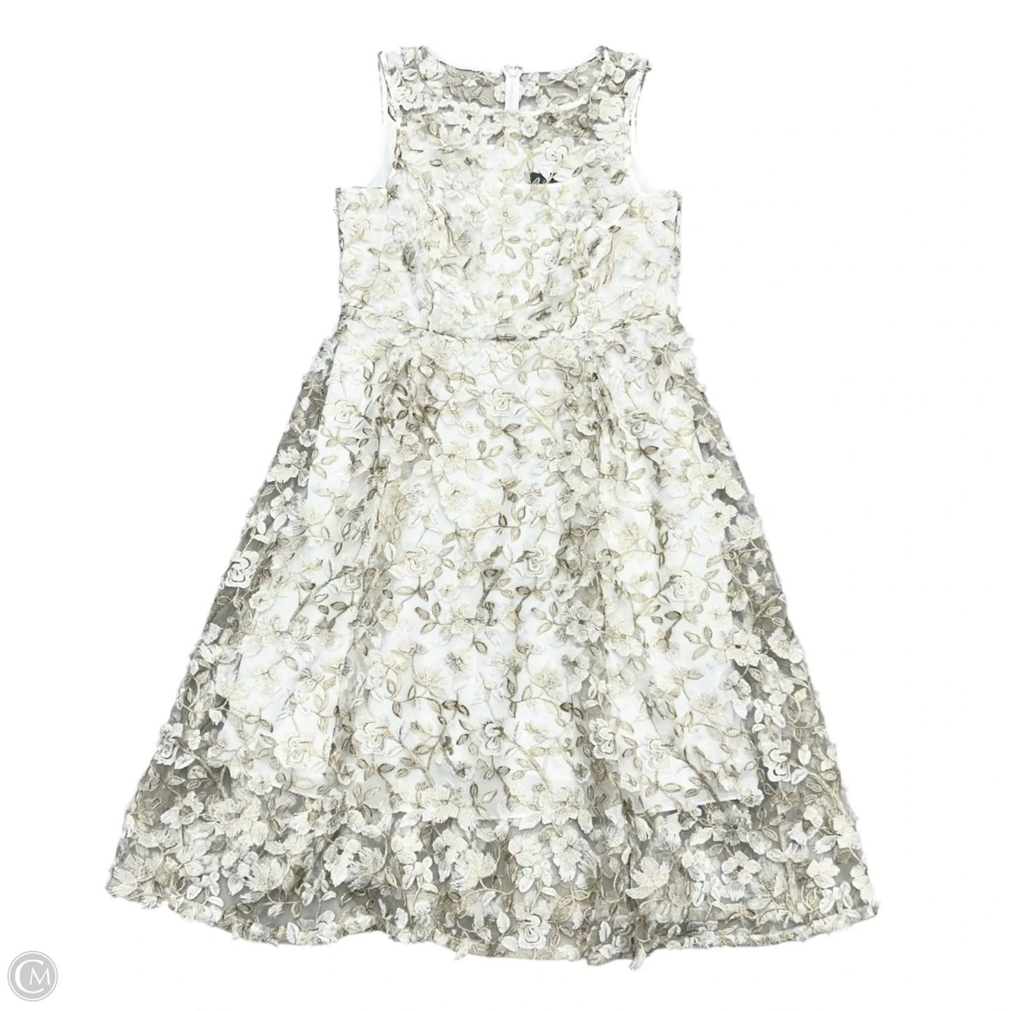 Dress Party Midi By Adrianna Papell In Gold & White, Size: 2x
