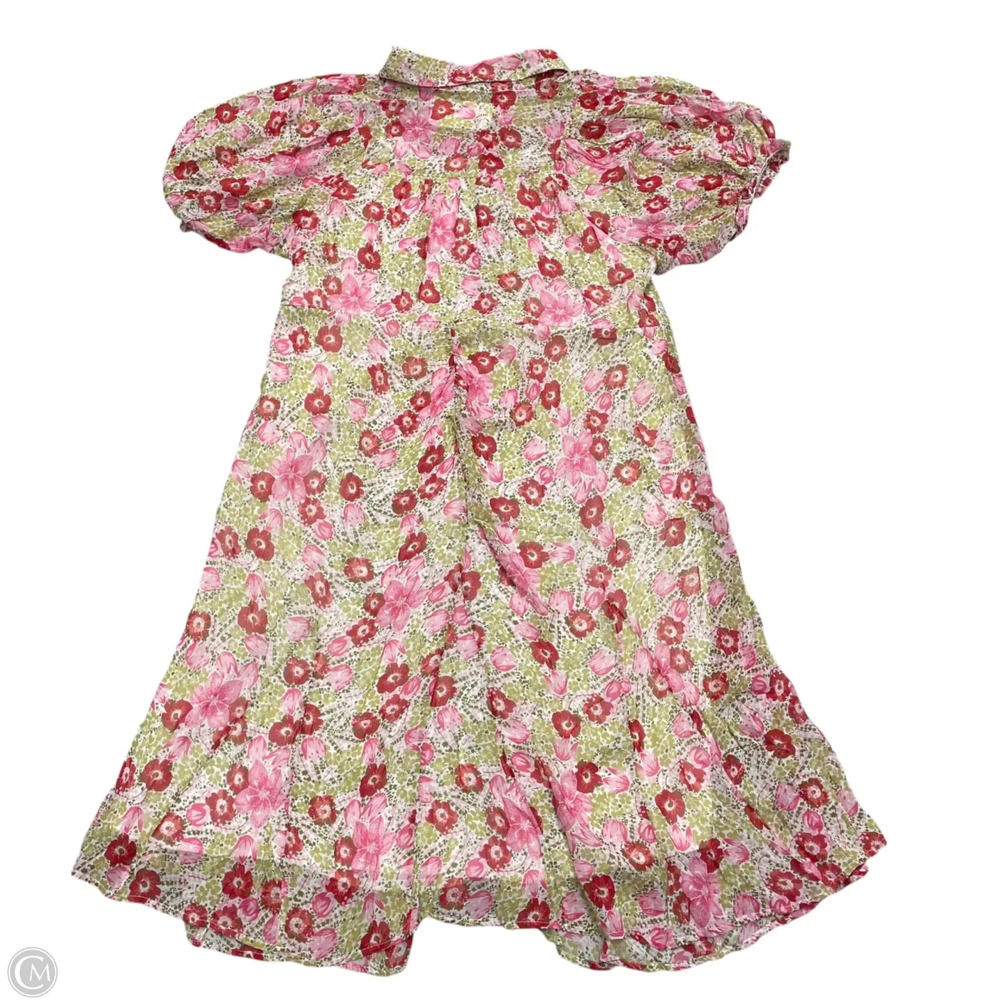 Dress Party Midi By Anthropologie In Green & Pink, Size: 3x