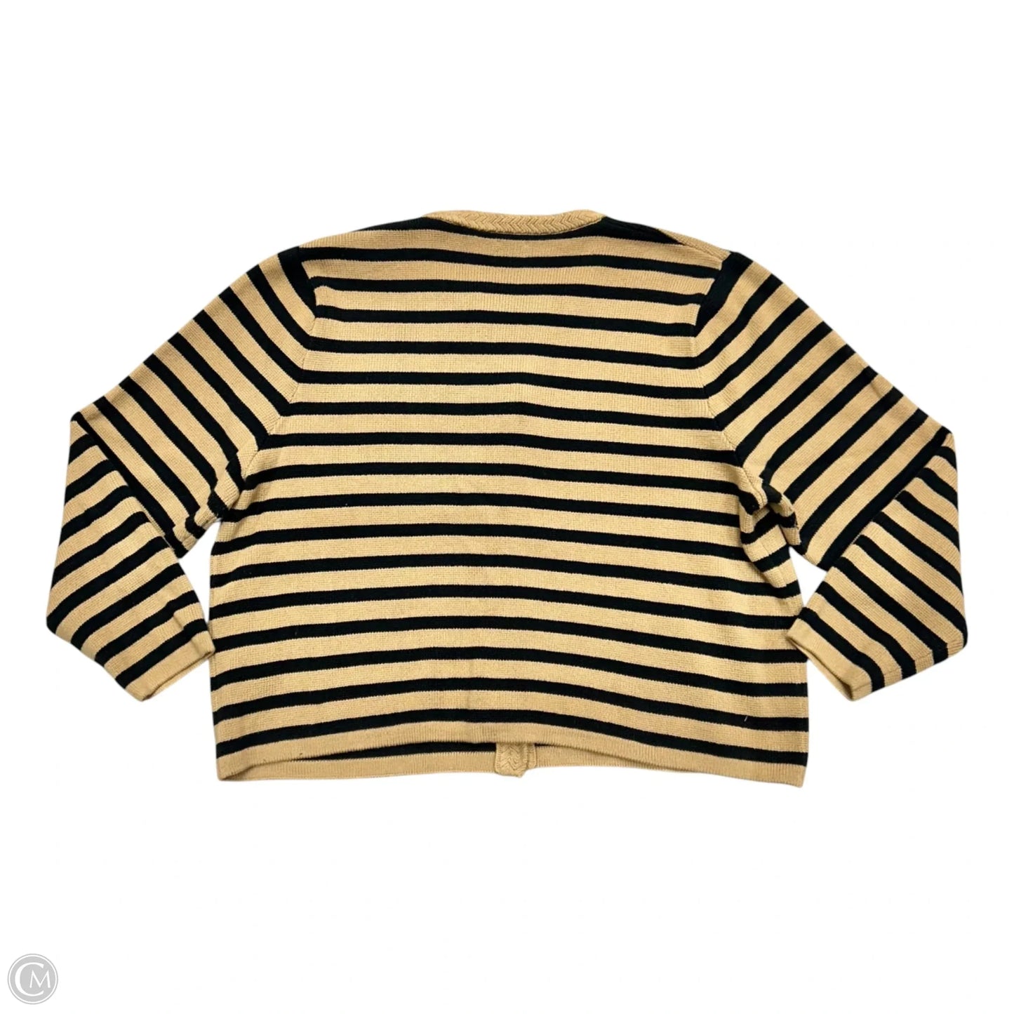 Sweater Cardigan By J. Crew In Black & Tan, Size: 2x