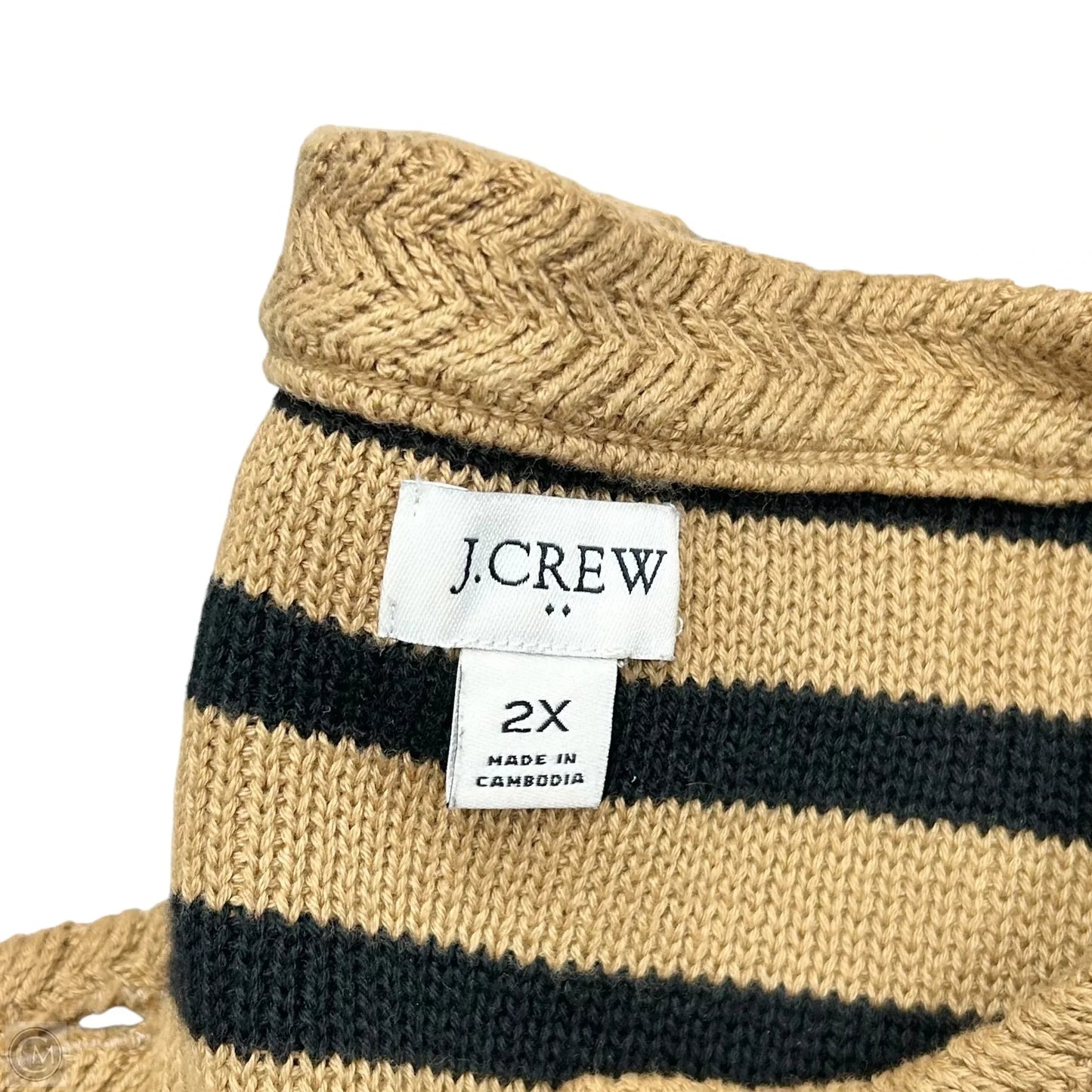 Sweater Cardigan By J. Crew In Black & Tan, Size: 2x