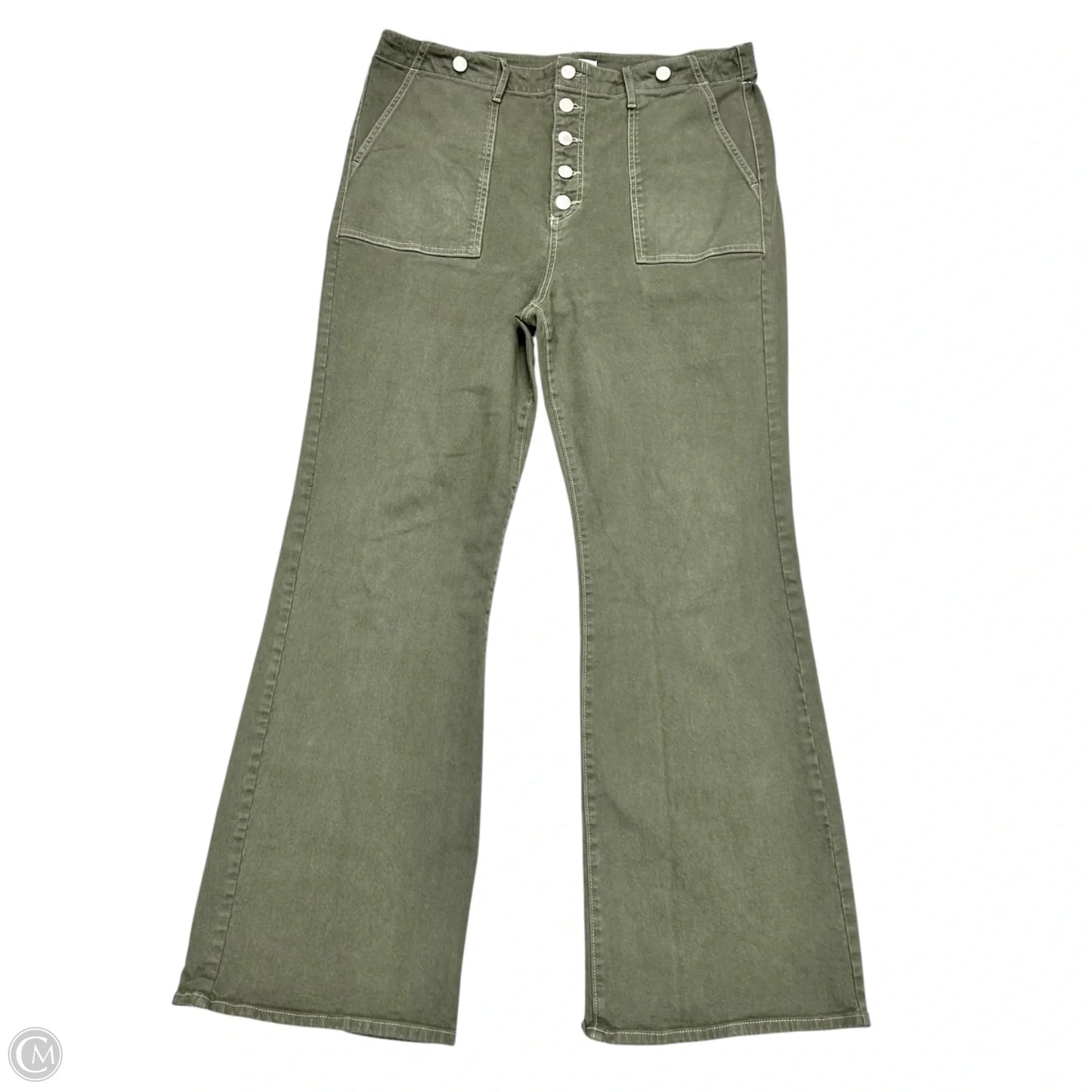 Jeans Flared By Loft In Green Denim, Size: 14