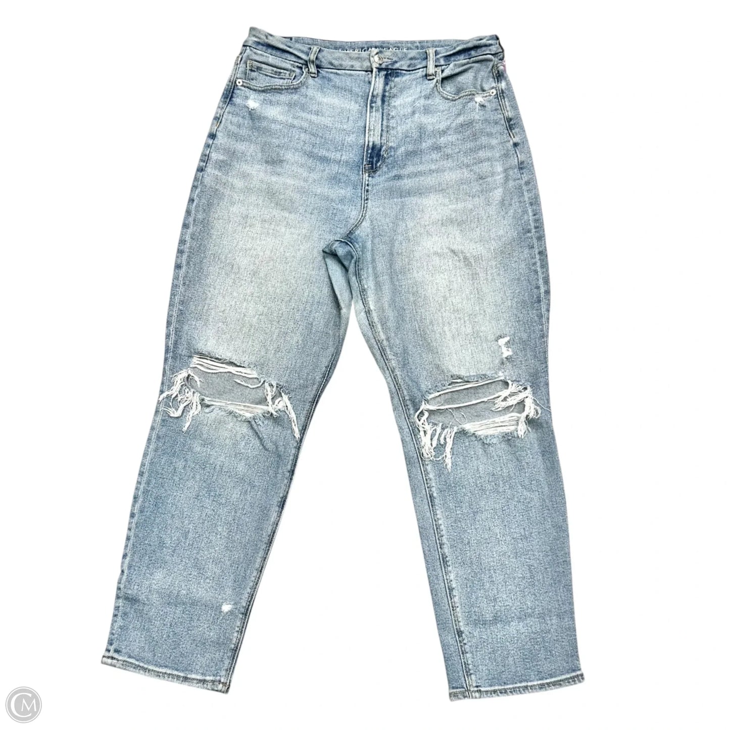 Jeans Straight By American Eagle In Blue Denim, Size: 14