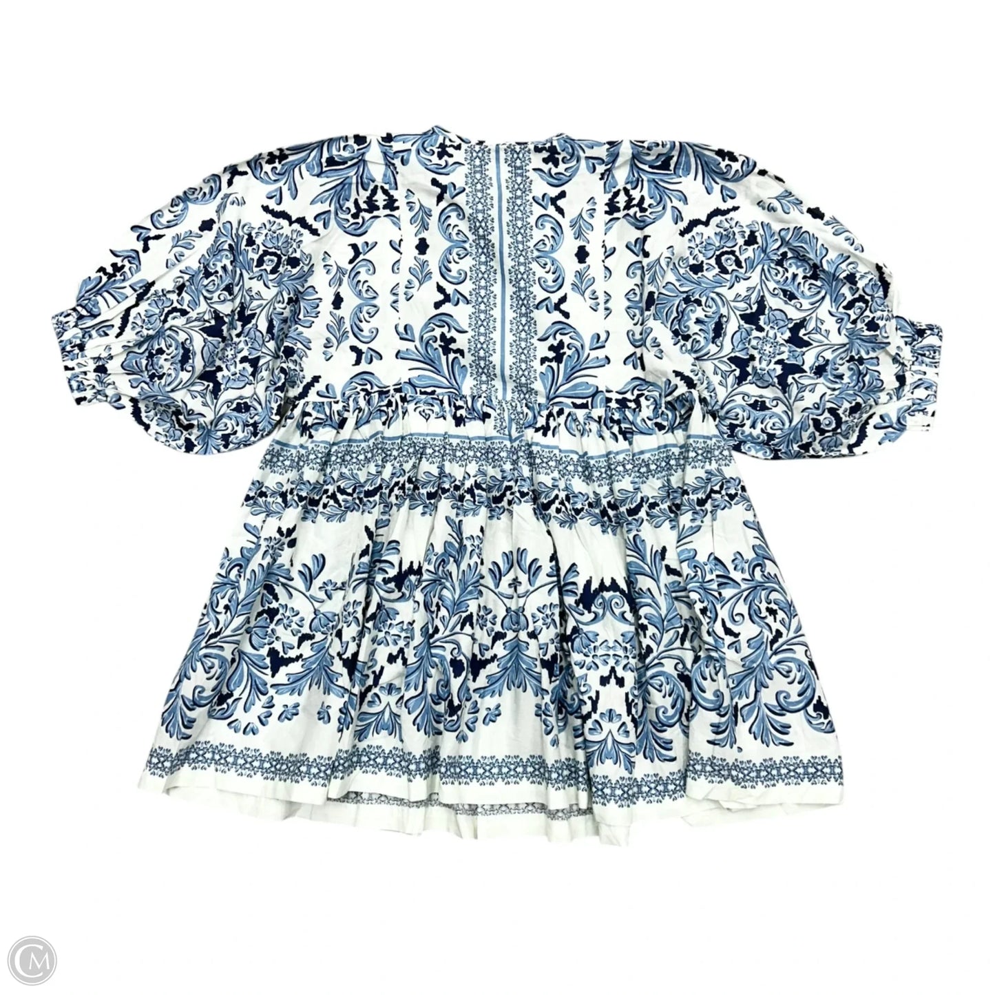 Dress Casual Short By Cara Cara In Blue & White, Size: S