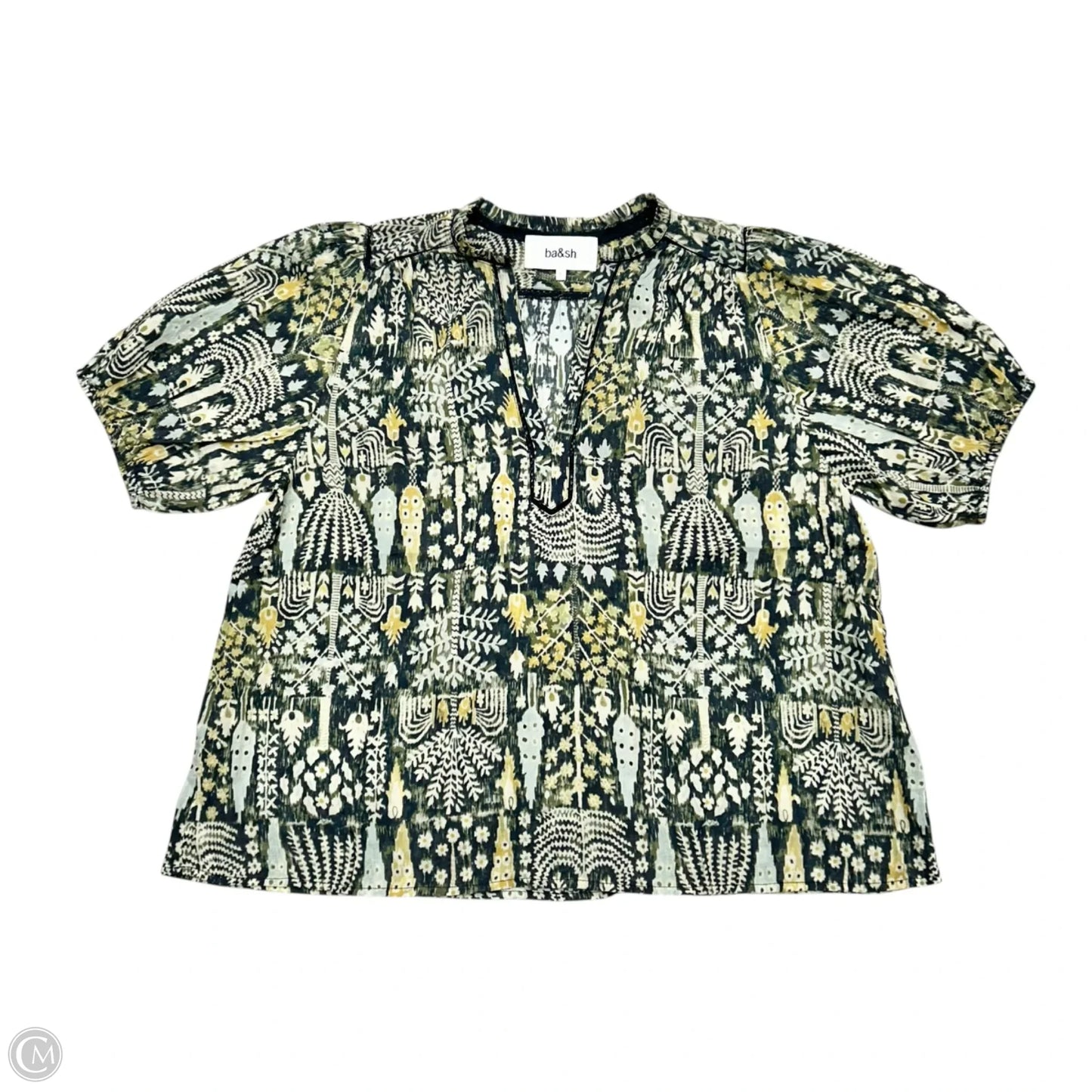 Top Short Sleeve By Ba&sh In Green & Yellow, Size: Xs