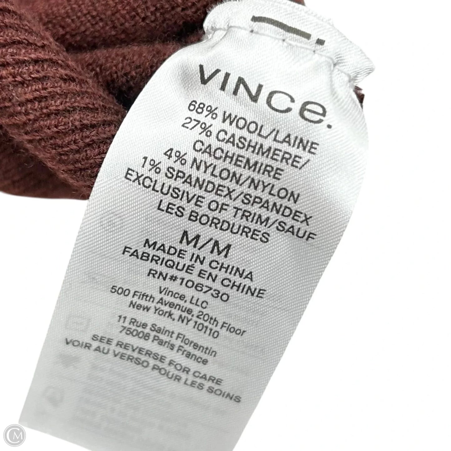 Sweater Cardigan Cashmere By Vince In Maroon, Size: M