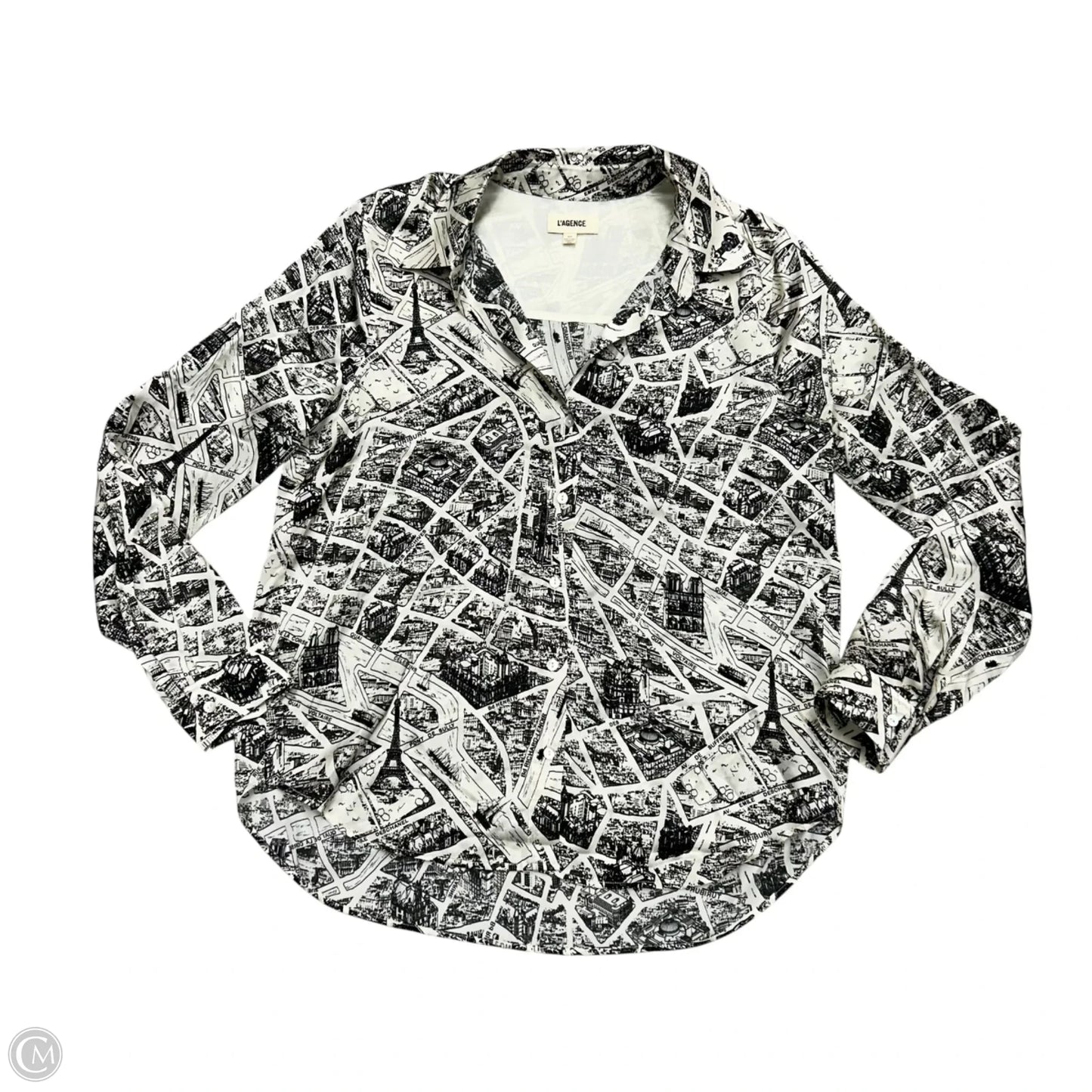 Top Long Sleeve By L Agence In Black & Ivory, Size: S