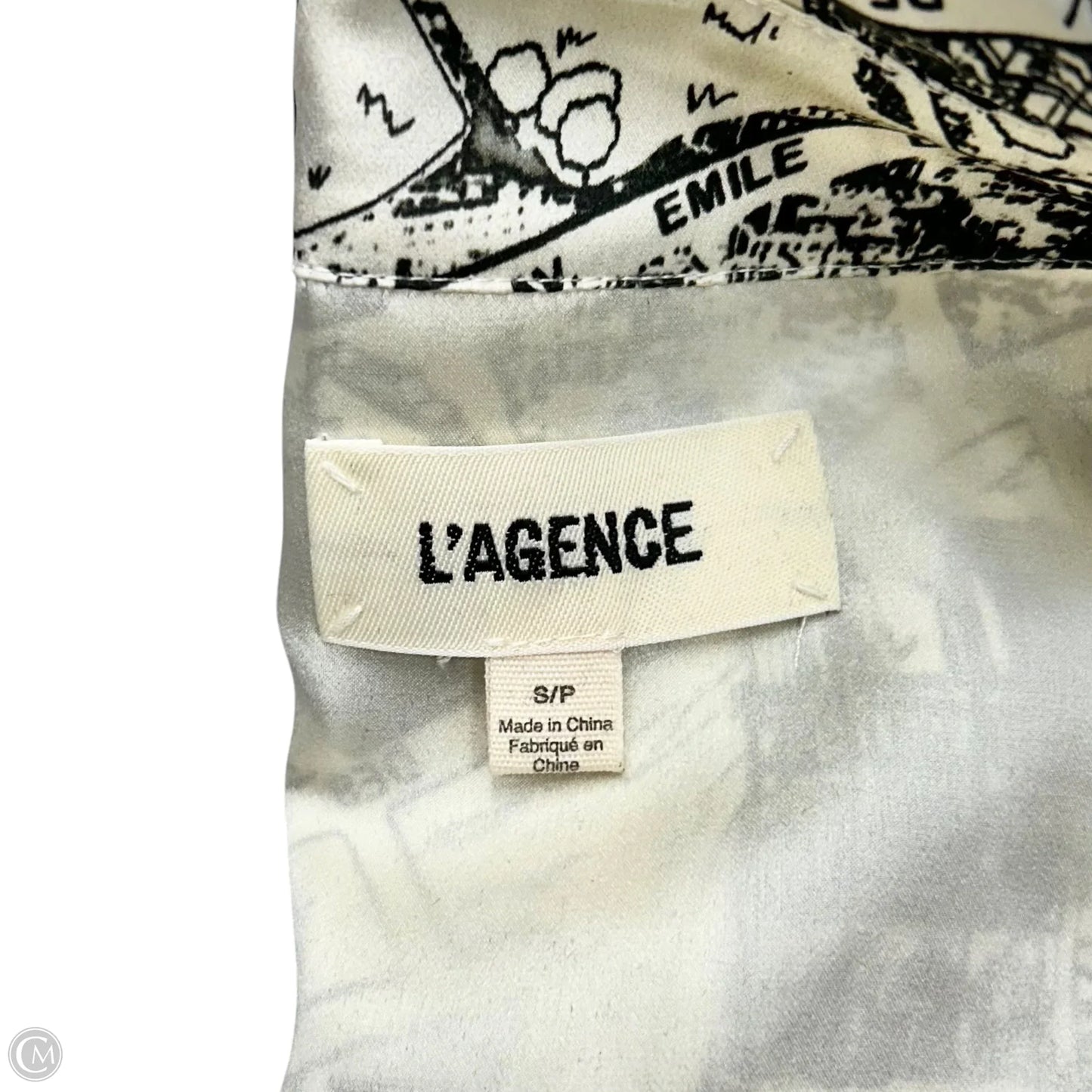 Top Long Sleeve By L Agence In Black & Ivory, Size: S