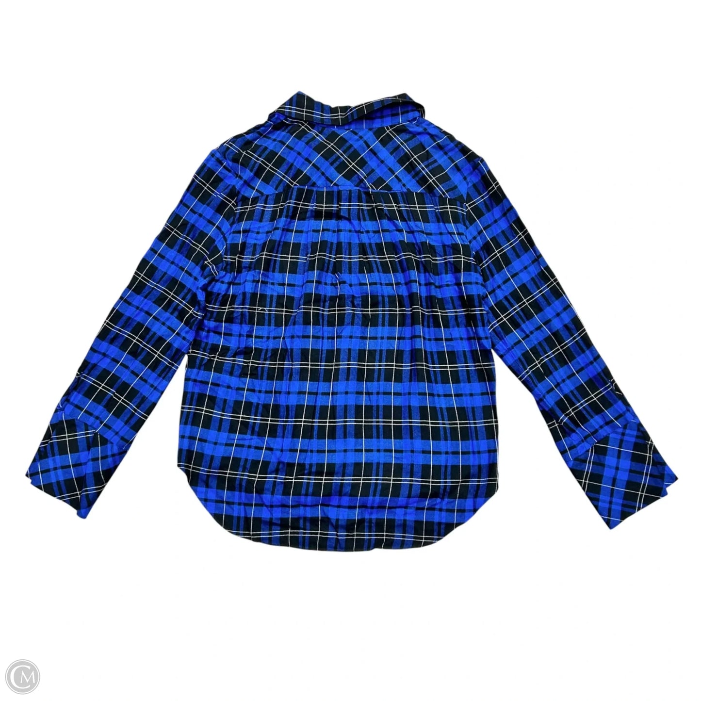 Top Long Sleeve Designer By Alice + Olivia In Black & Blue, Size: S