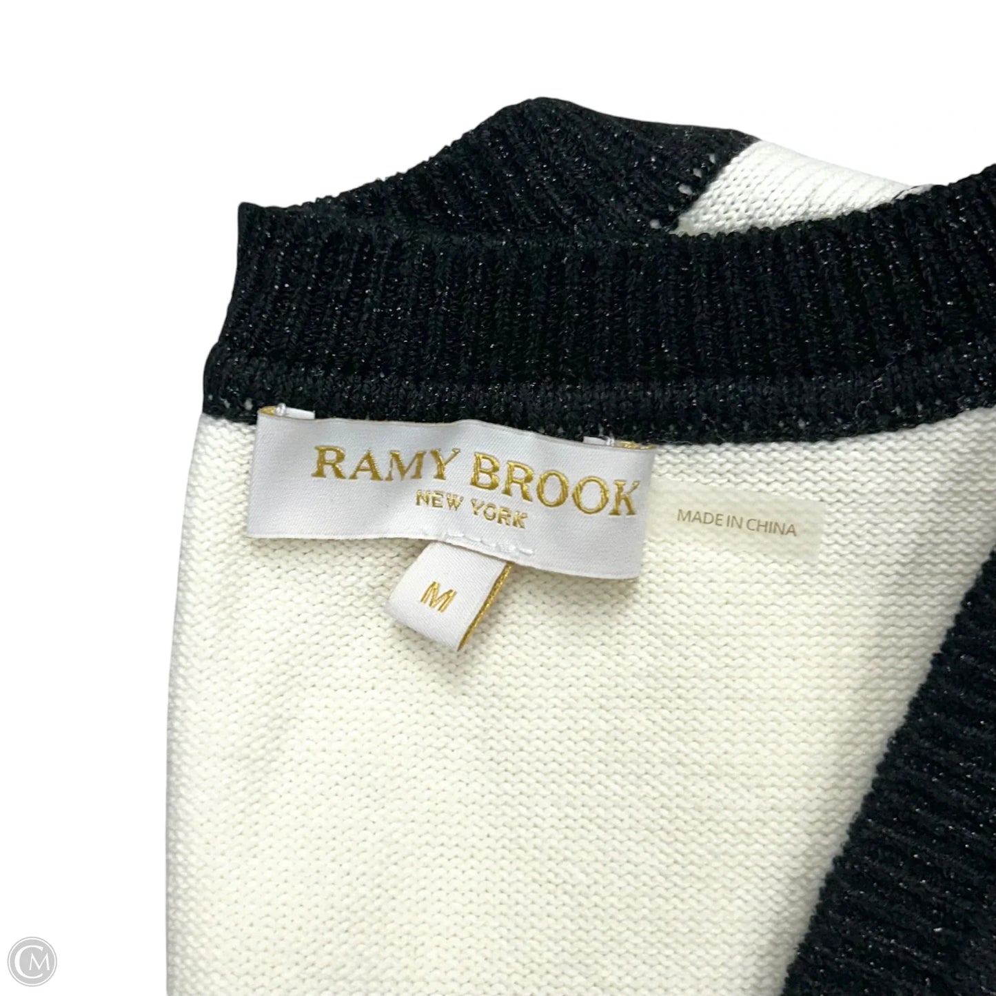 Top Short Sleeve By Ramy Brook In Black & Cream, Size: M