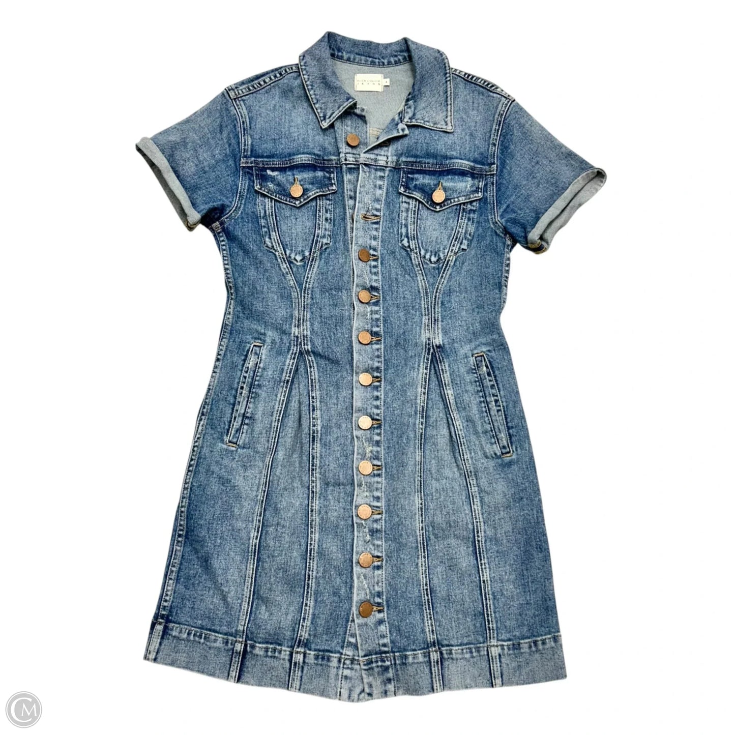 Dress Designer By Alice + Olivia In Blue Denim, Size: S