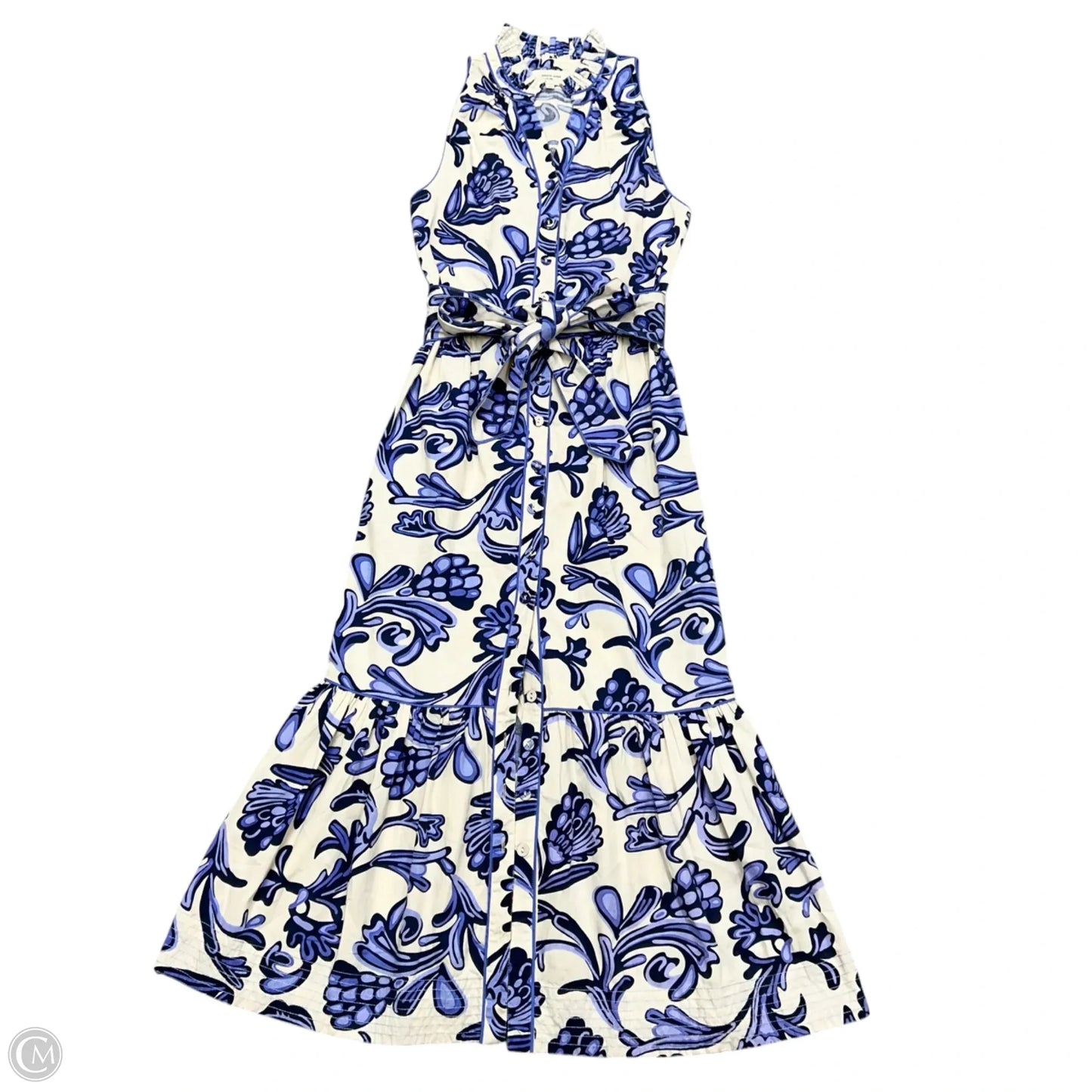 Dress Casual Maxi By Elizabeth James In Blue & Cream, Size: Xs