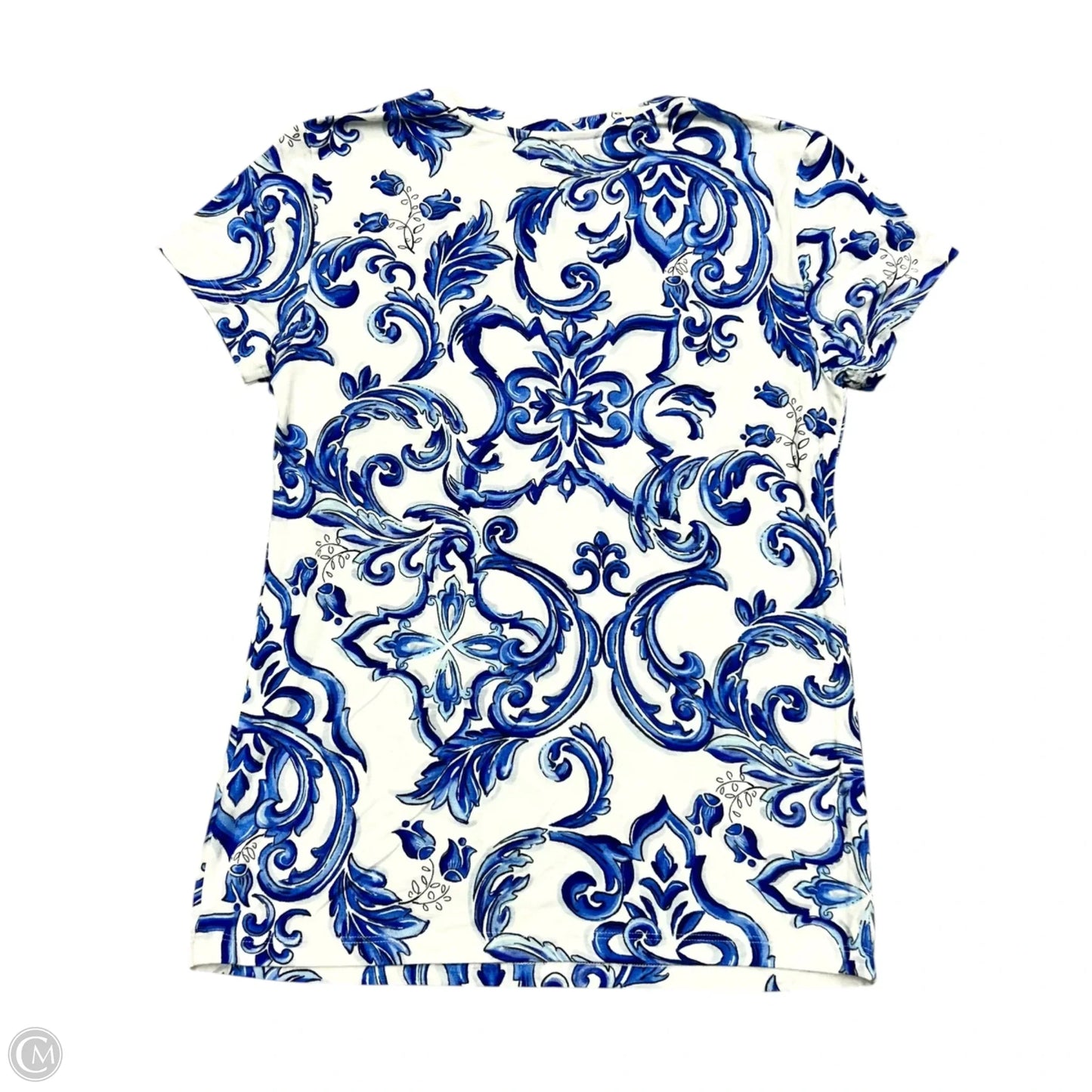 Top Short Sleeve By L Agence In Blue & White, Size: S