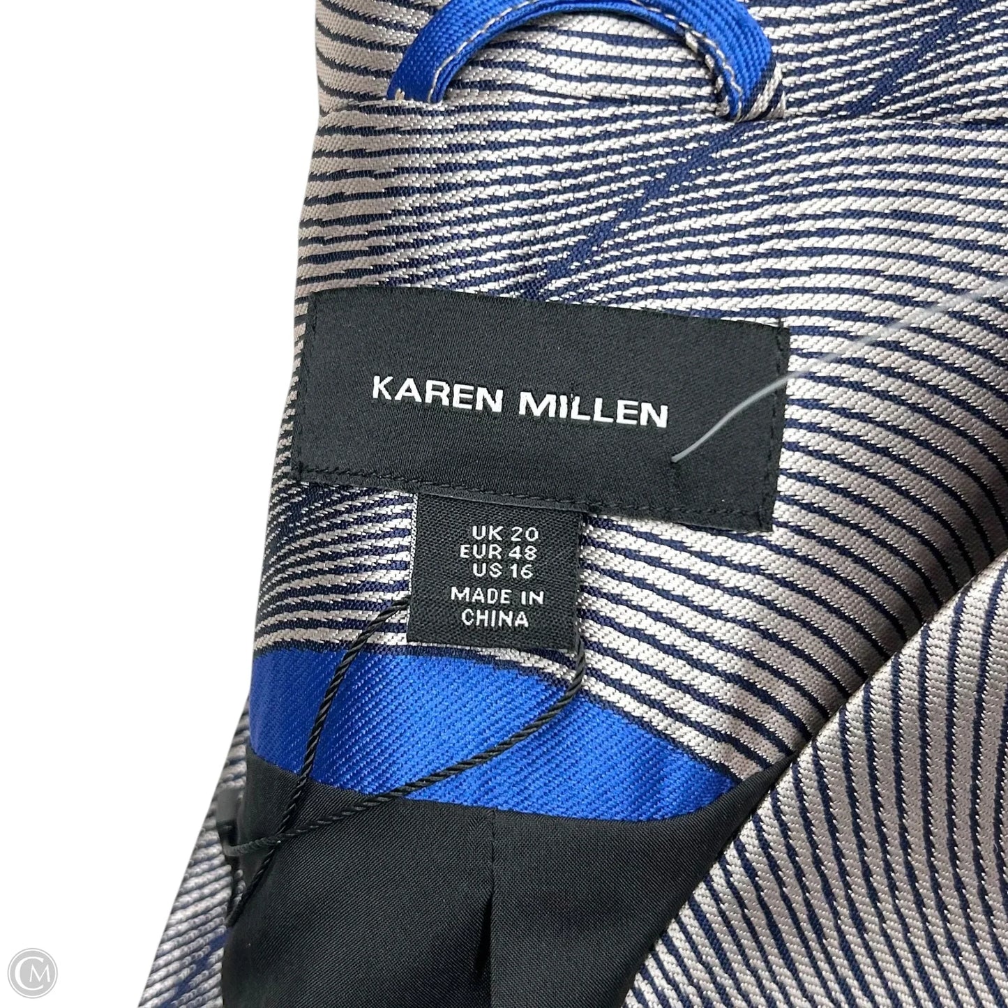 Blazer By Karen Millen In Blue & Grey, Size: Xl