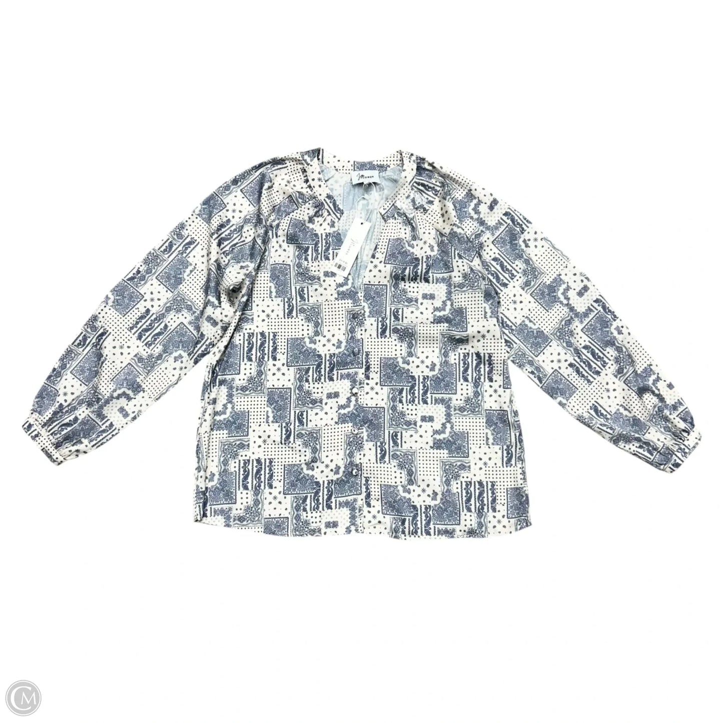 Top Long Sleeve By J Flower In Blue & White, Size: S