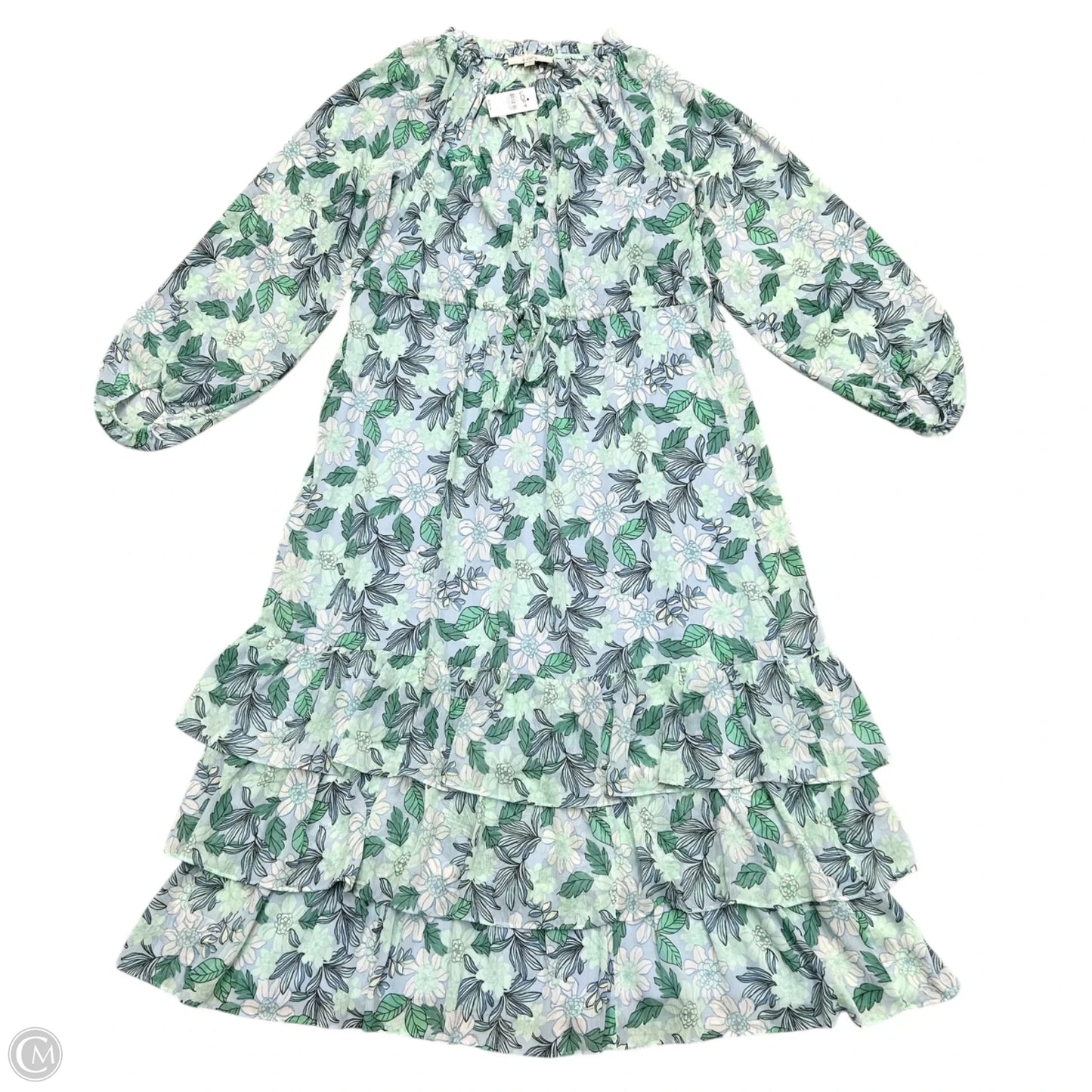 Dress Casual Maxi By Loft In Blue & Green, Size: L