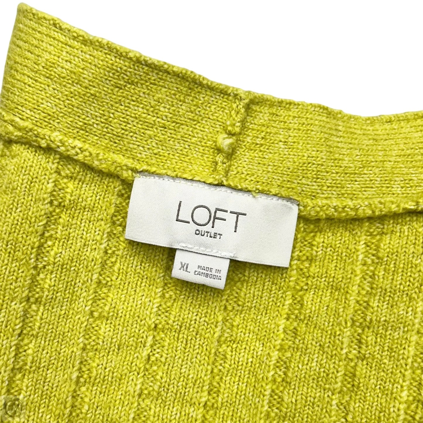 Sweater Cardigan By Loft In Chartreuse, Size: Xl