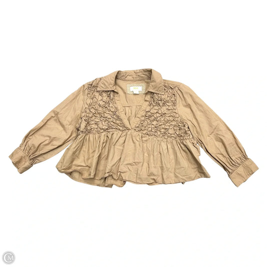 Top Long Sleeve By Maeve In Tan, Size: S