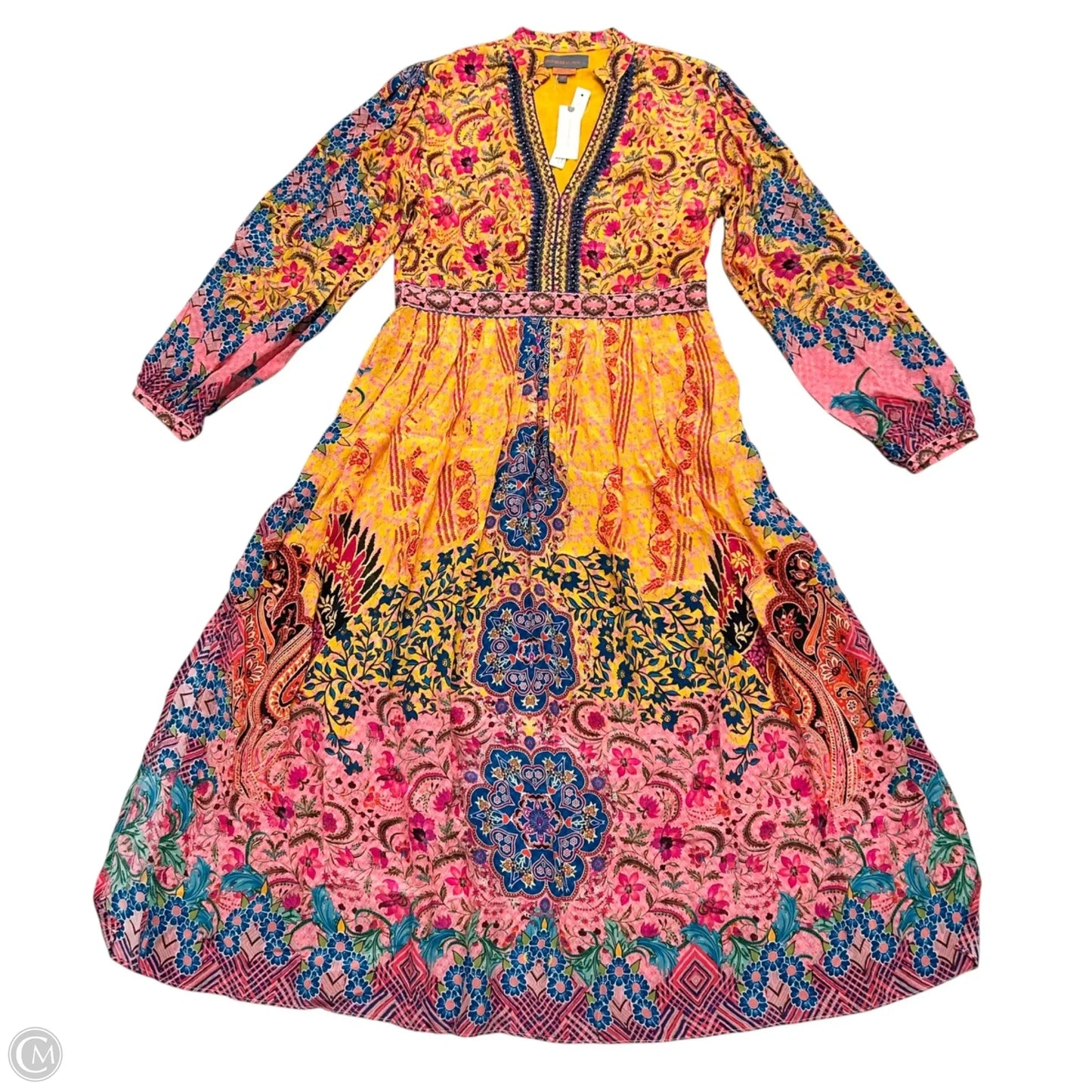 Dress Casual Maxi By Bhanuni By Jyoti In Pink & Yellow, Size: Lp