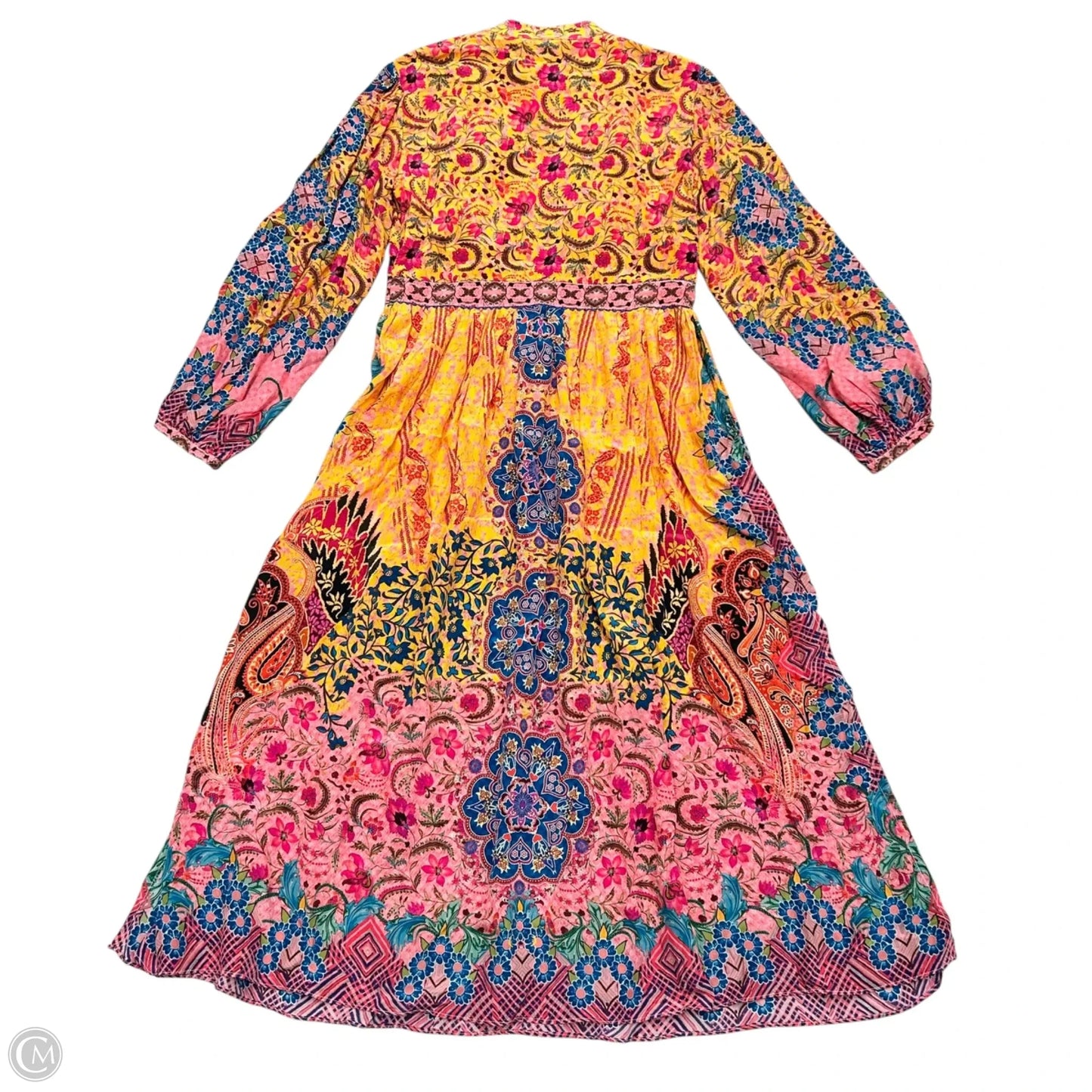 Dress Casual Maxi By Bhanuni By Jyoti In Pink & Yellow, Size: Lp