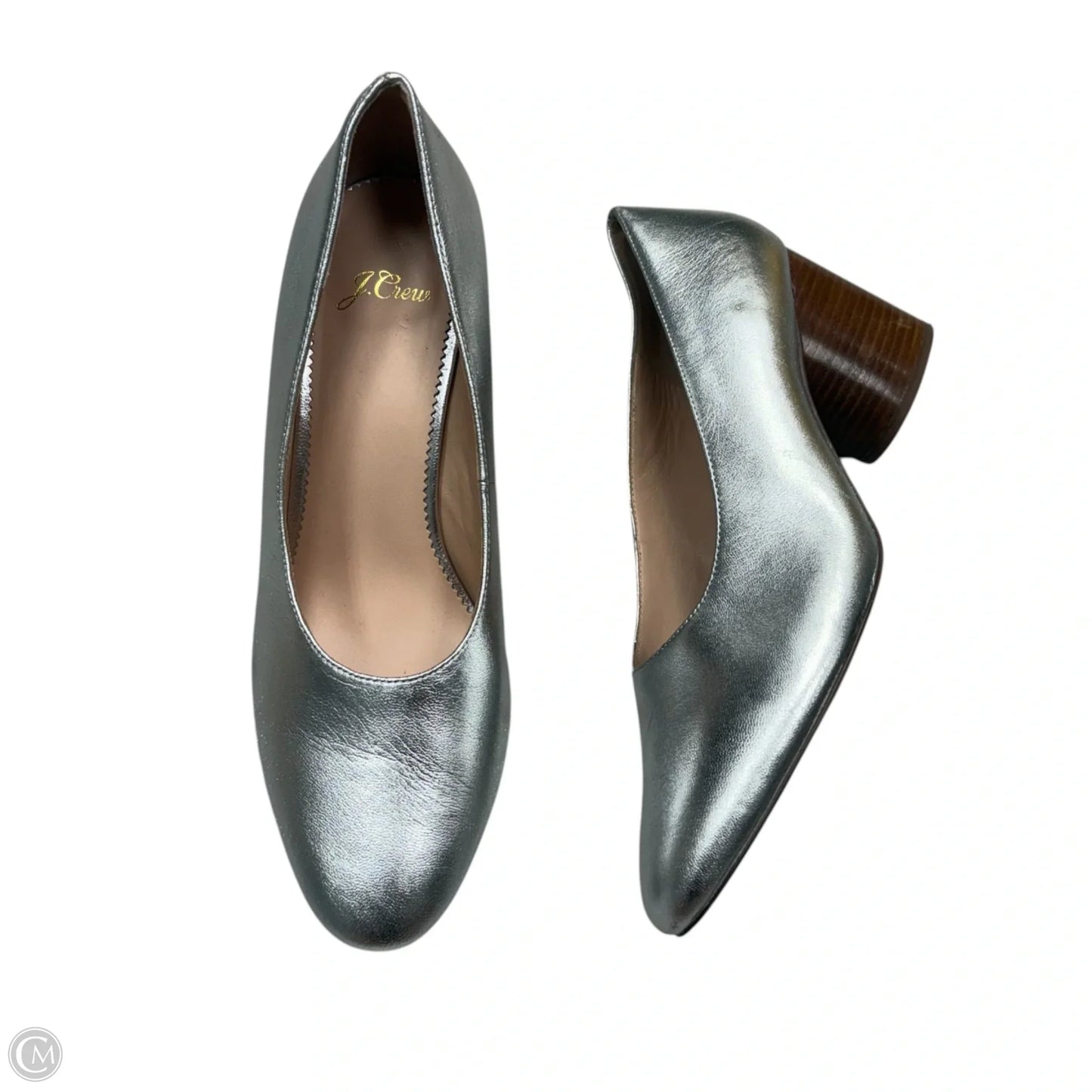 Shoes Heels Block By J. Crew In Silver, Size: 8.5