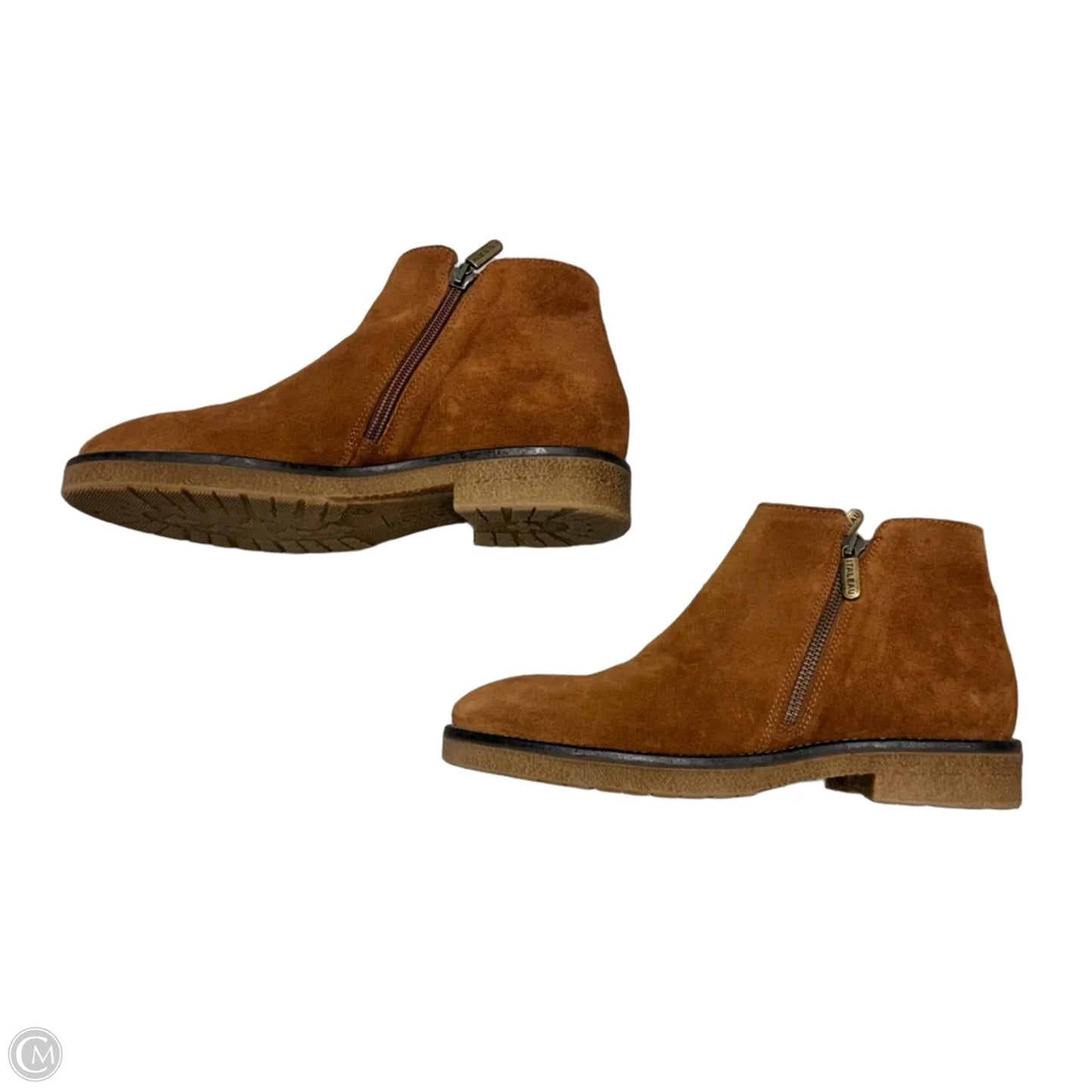 Boots Ankle Flats By Italeau In Tan, Size: 8