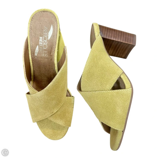 Sandals Heels Block By Aerosoles In Chartreuse, Size: 5.5